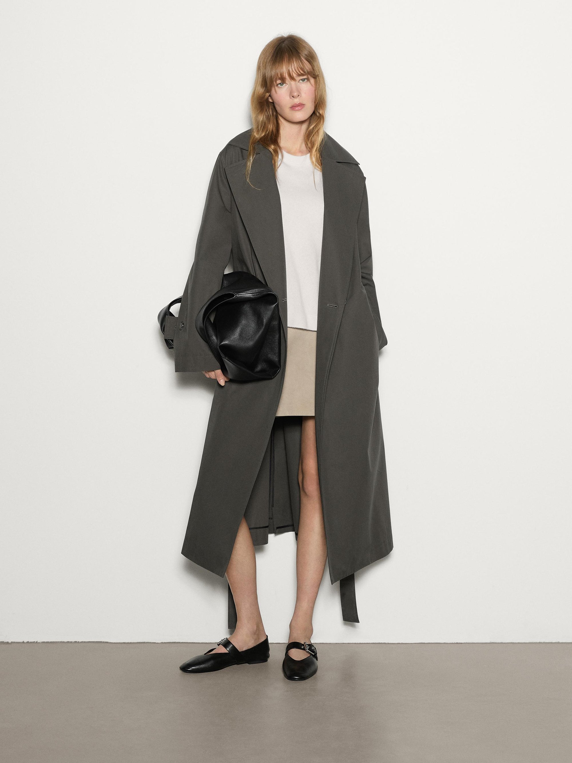 Long cotton trench coat