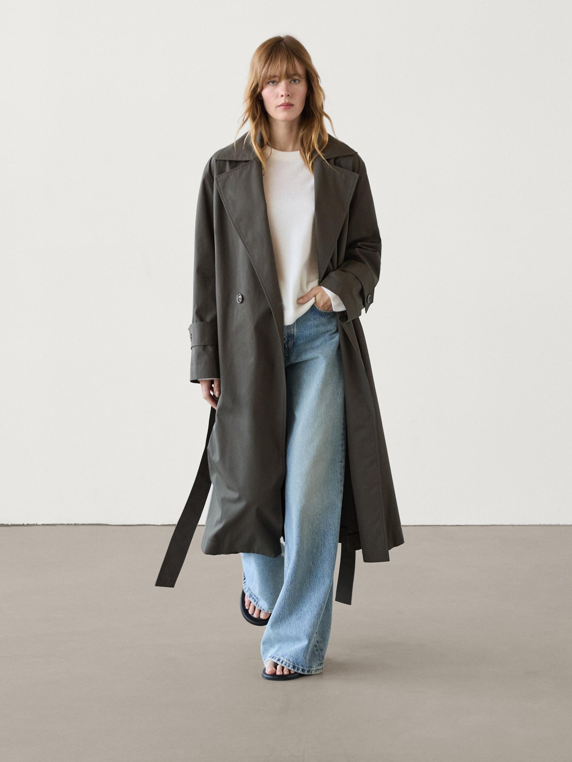 Long cotton trench coat