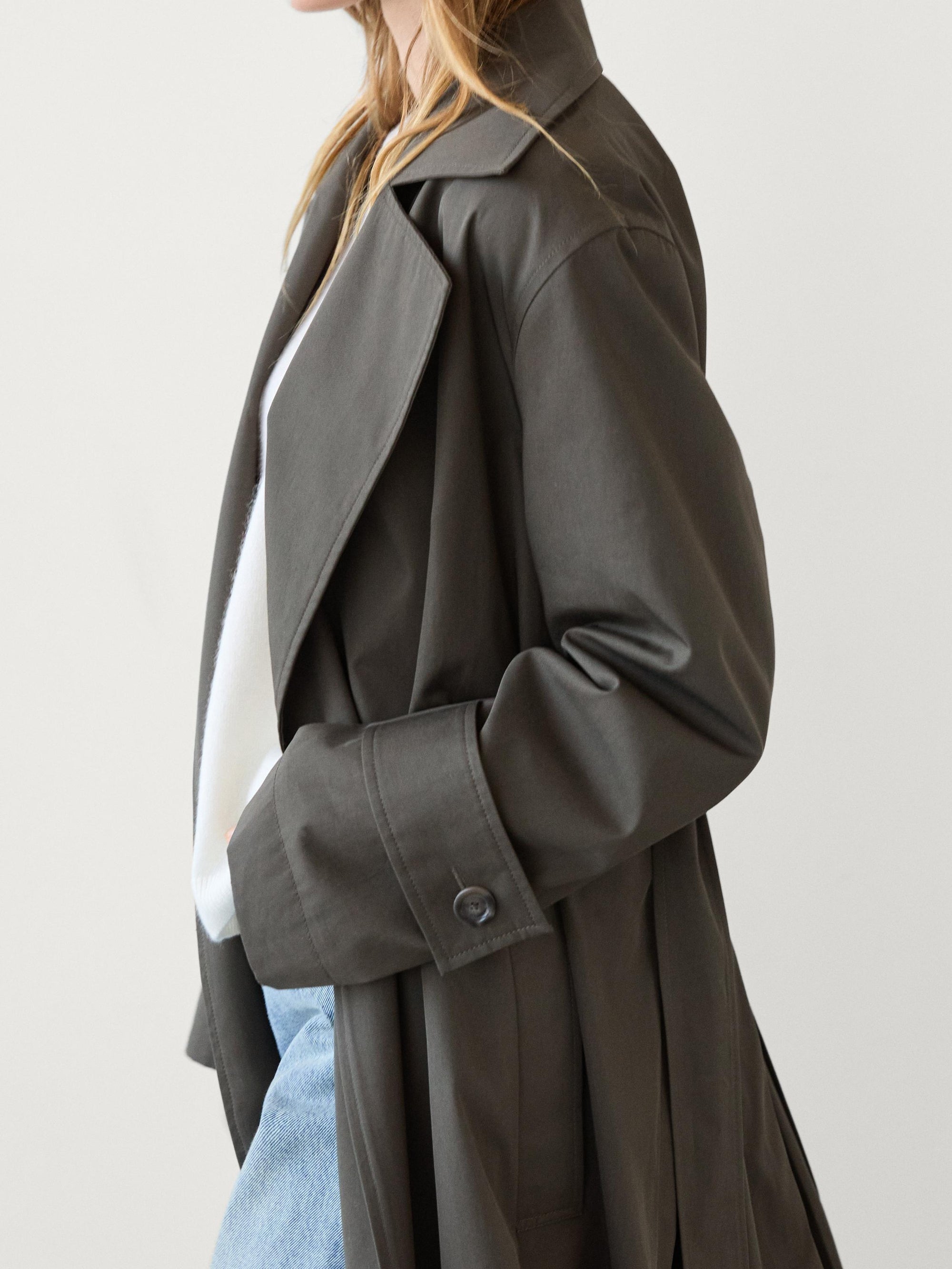 Long cotton trench coat