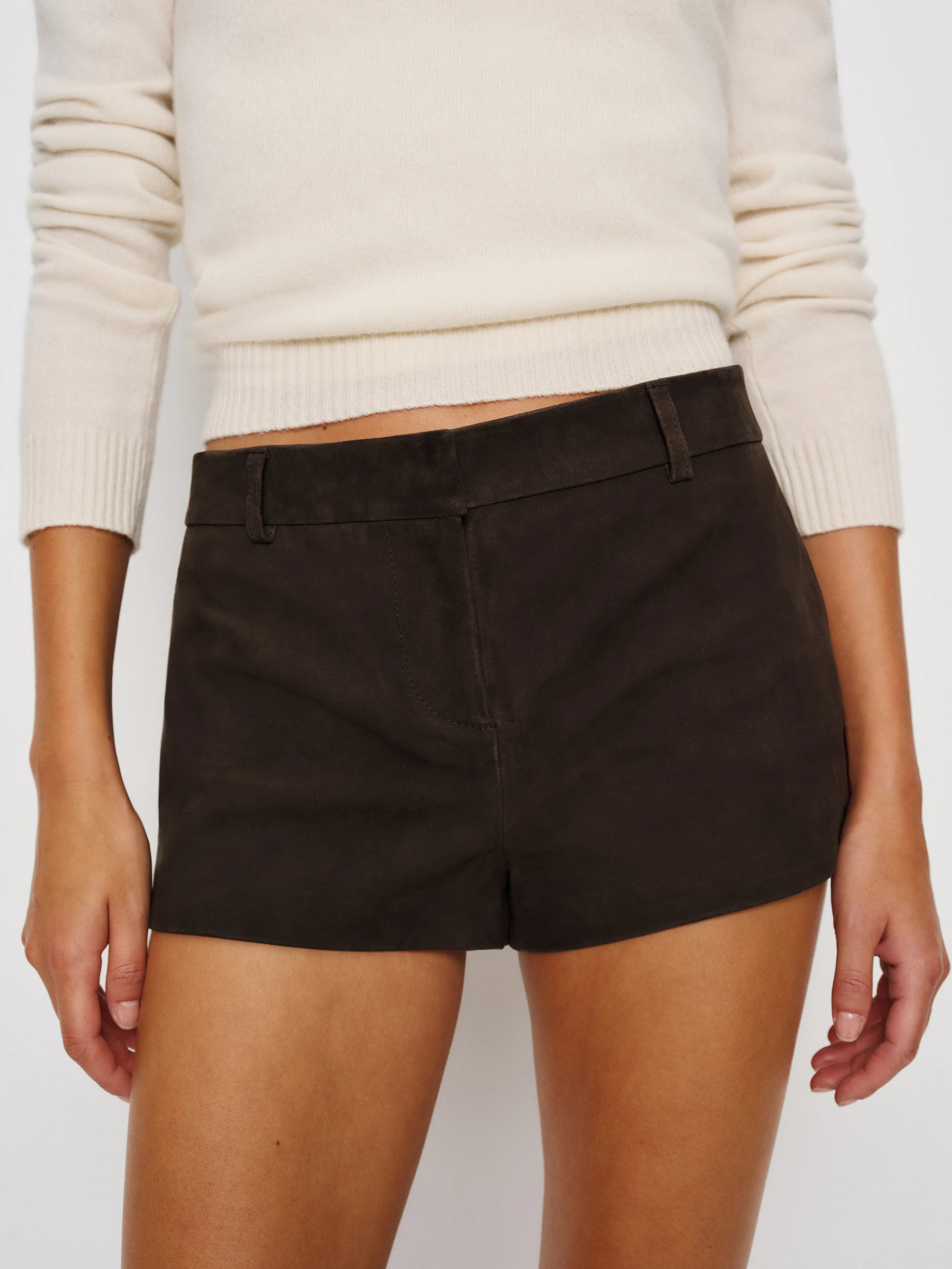 Veda Taylor Low Rise Leather Micro Short