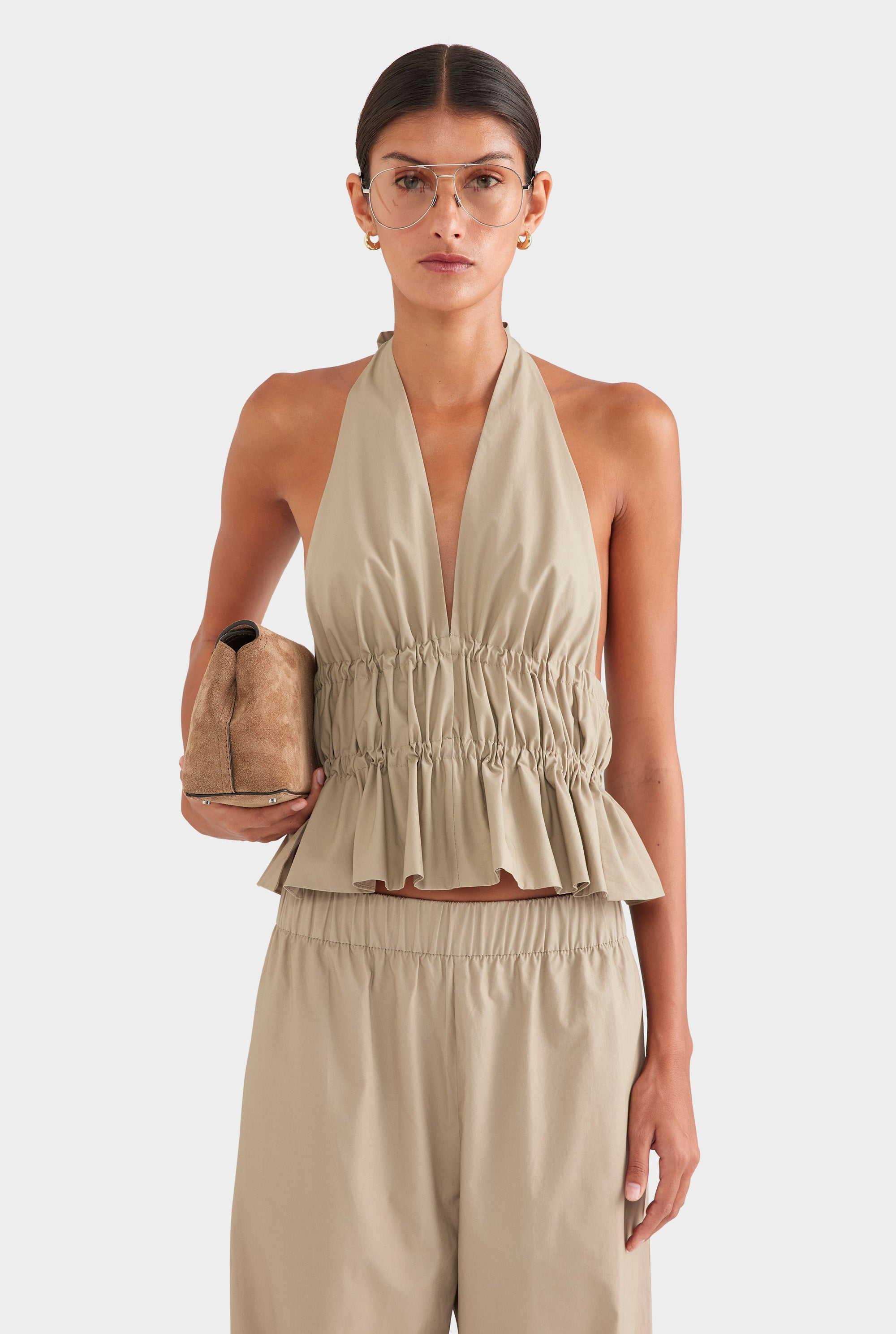 Cotton Poplin Halter Top