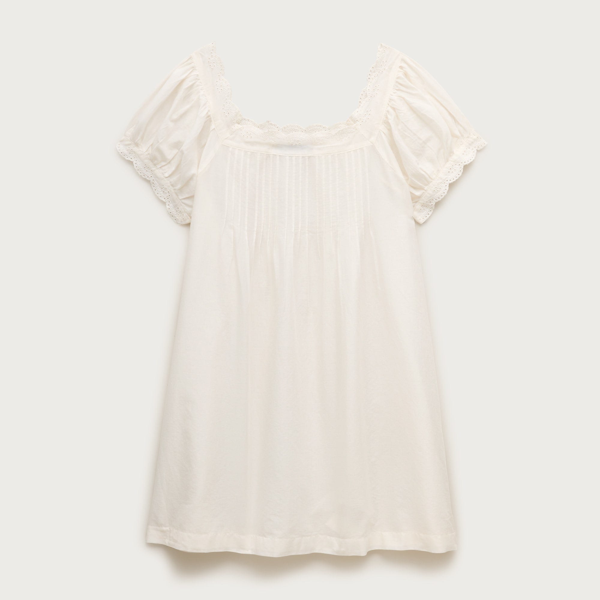 Cotton voile scallop-trim babydoll dress