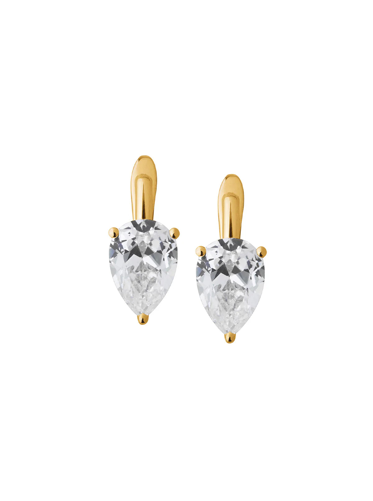 PORTER PEAR CUT LAB WHITE DROP EARRINGS, GOLD