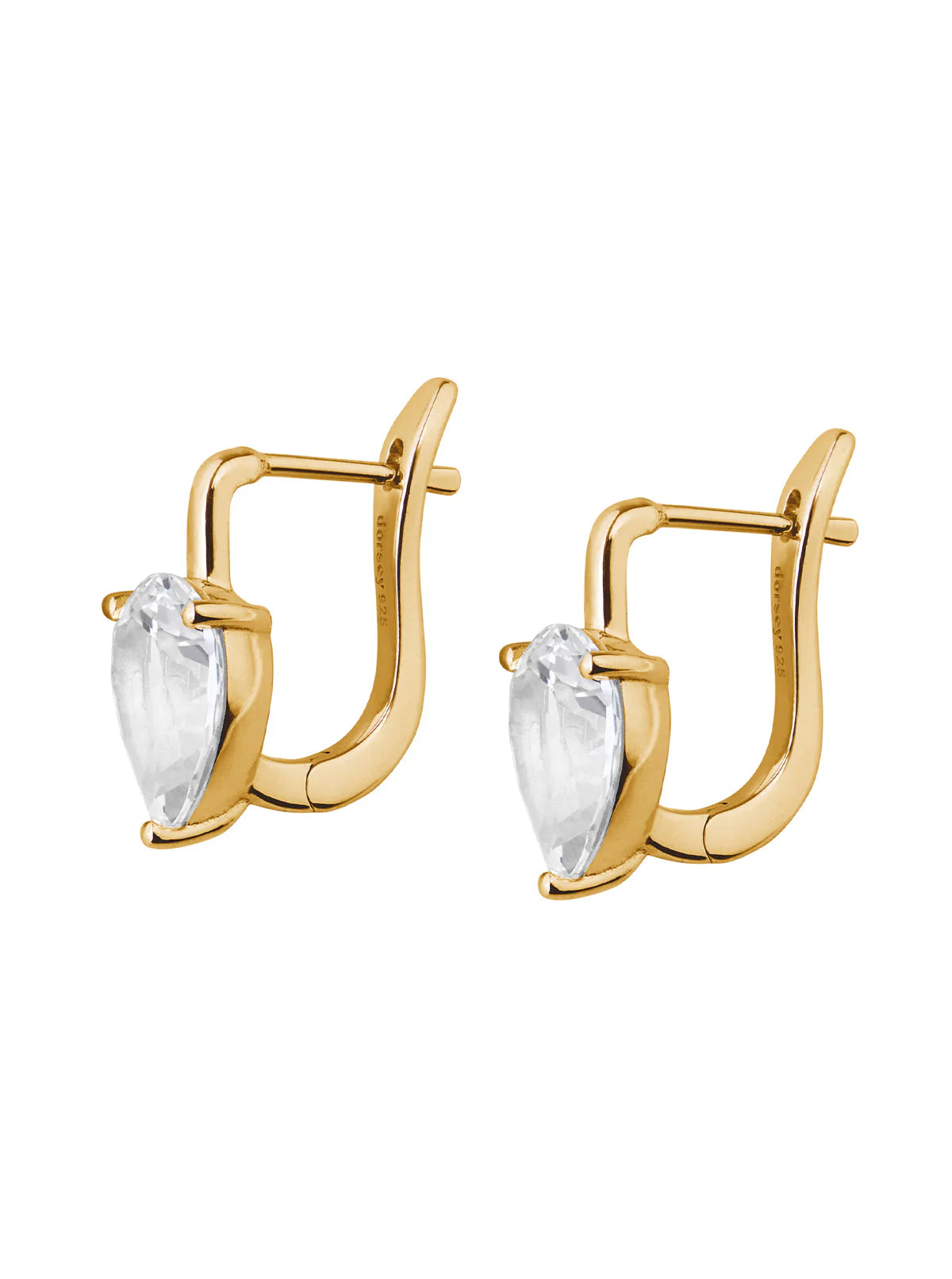 PORTER PEAR CUT LAB WHITE DROP EARRINGS, GOLD