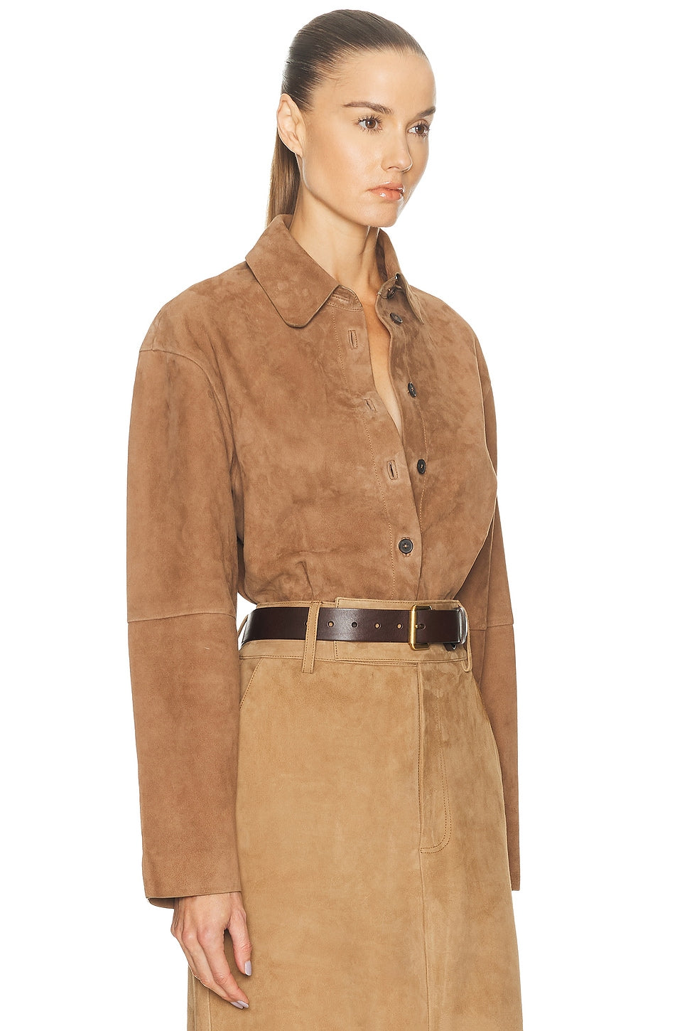 By Marianna Dara Suede Button-down Shirt