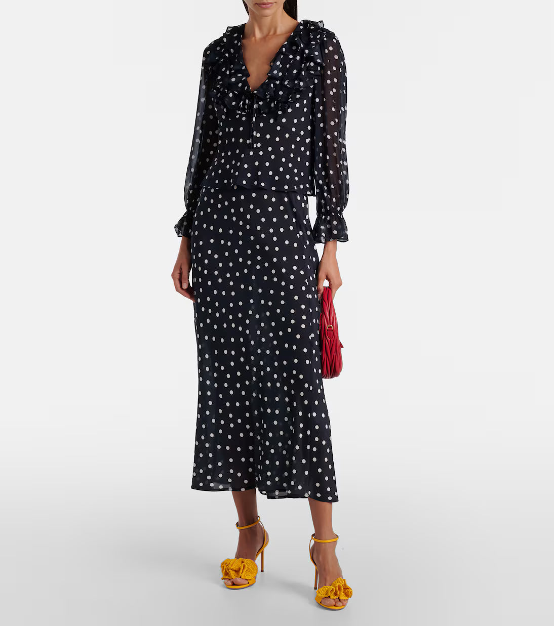Lasca polka-dot silk top