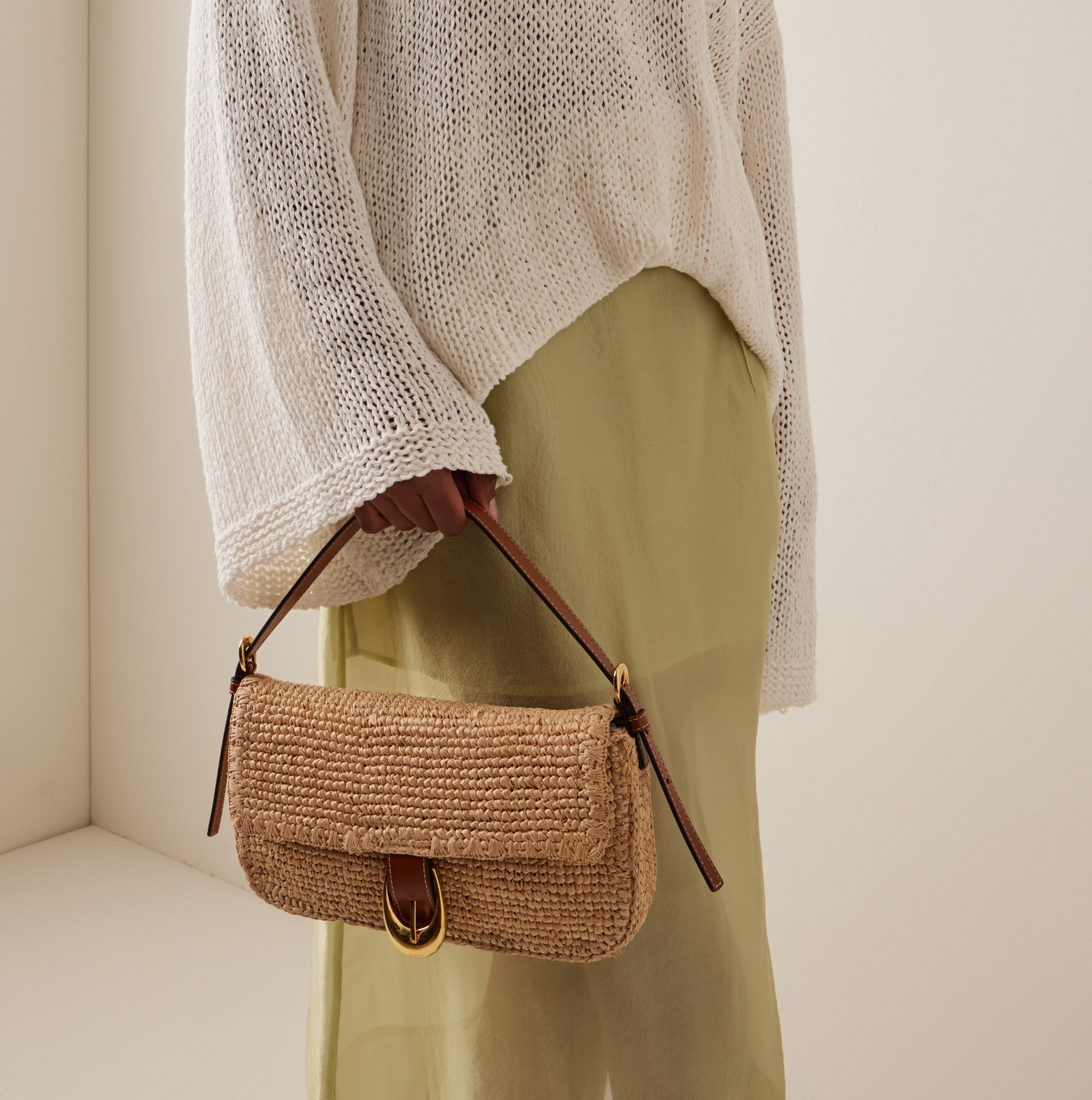 Harlow Raffia Shoulder Bag