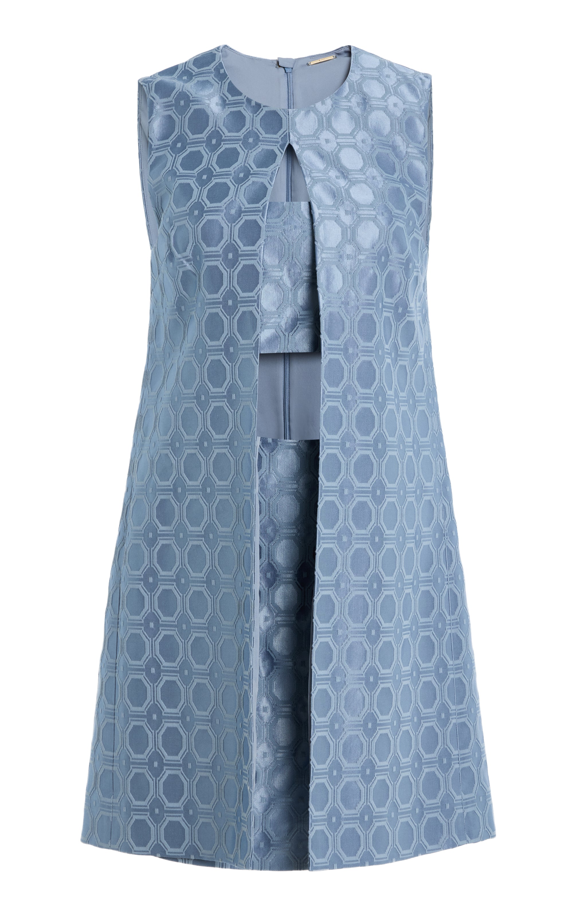 Asha Layered Cutout Jacquard Cotton-Blend Mini Dress