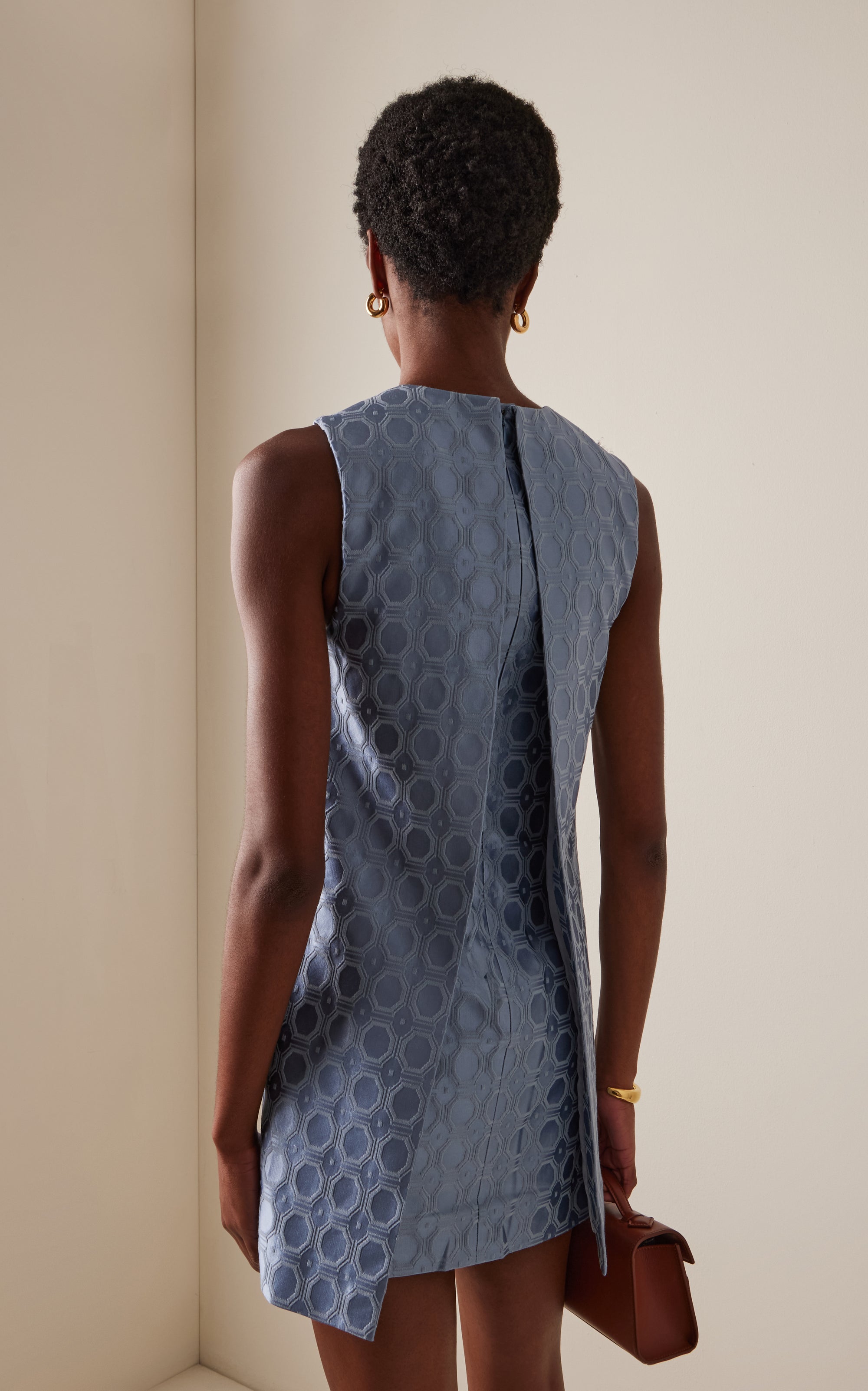 Asha Layered Cutout Jacquard Cotton-Blend Mini Dress