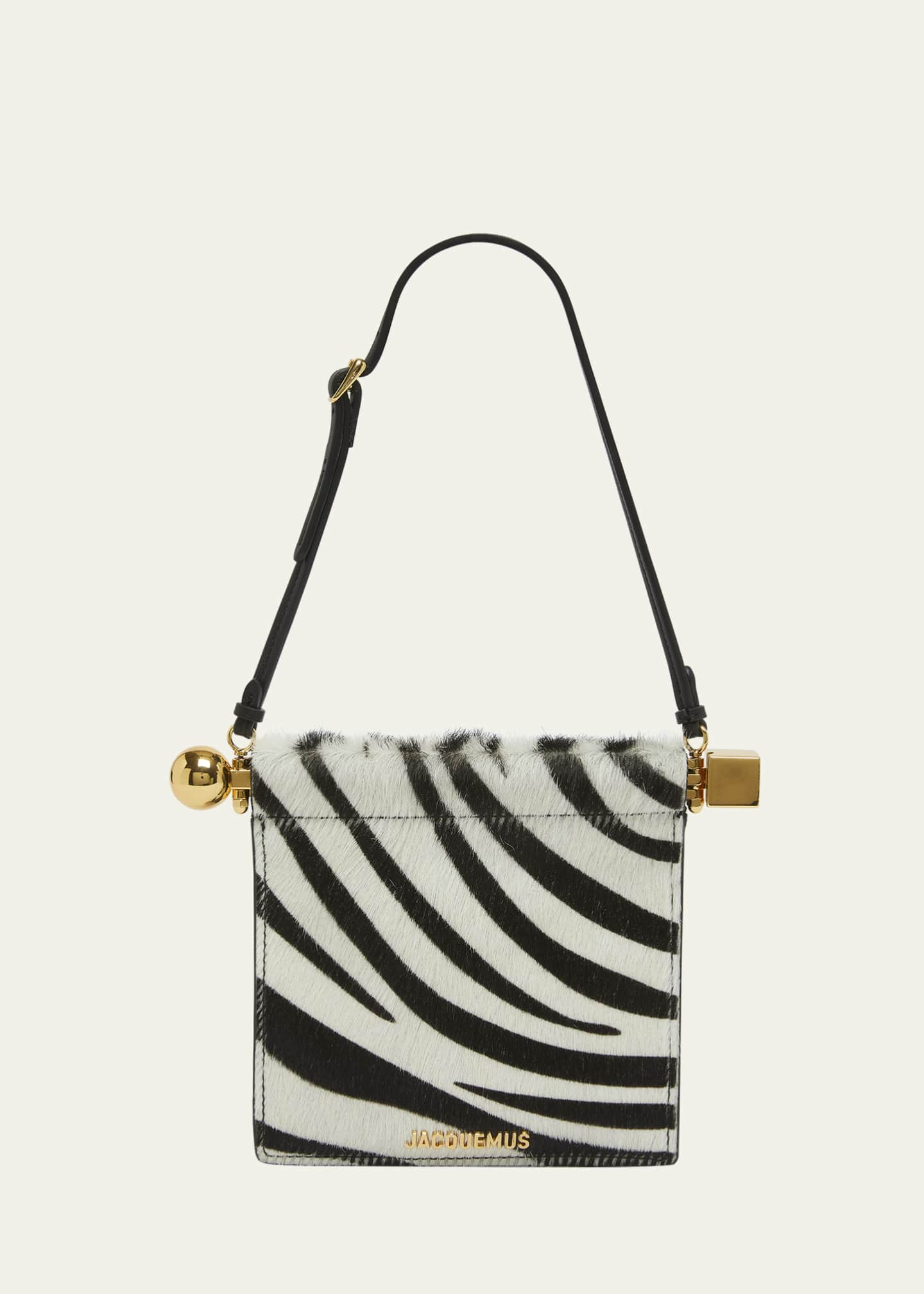 Le Porte Rond Zebra Calf Hair Shoulder Bag