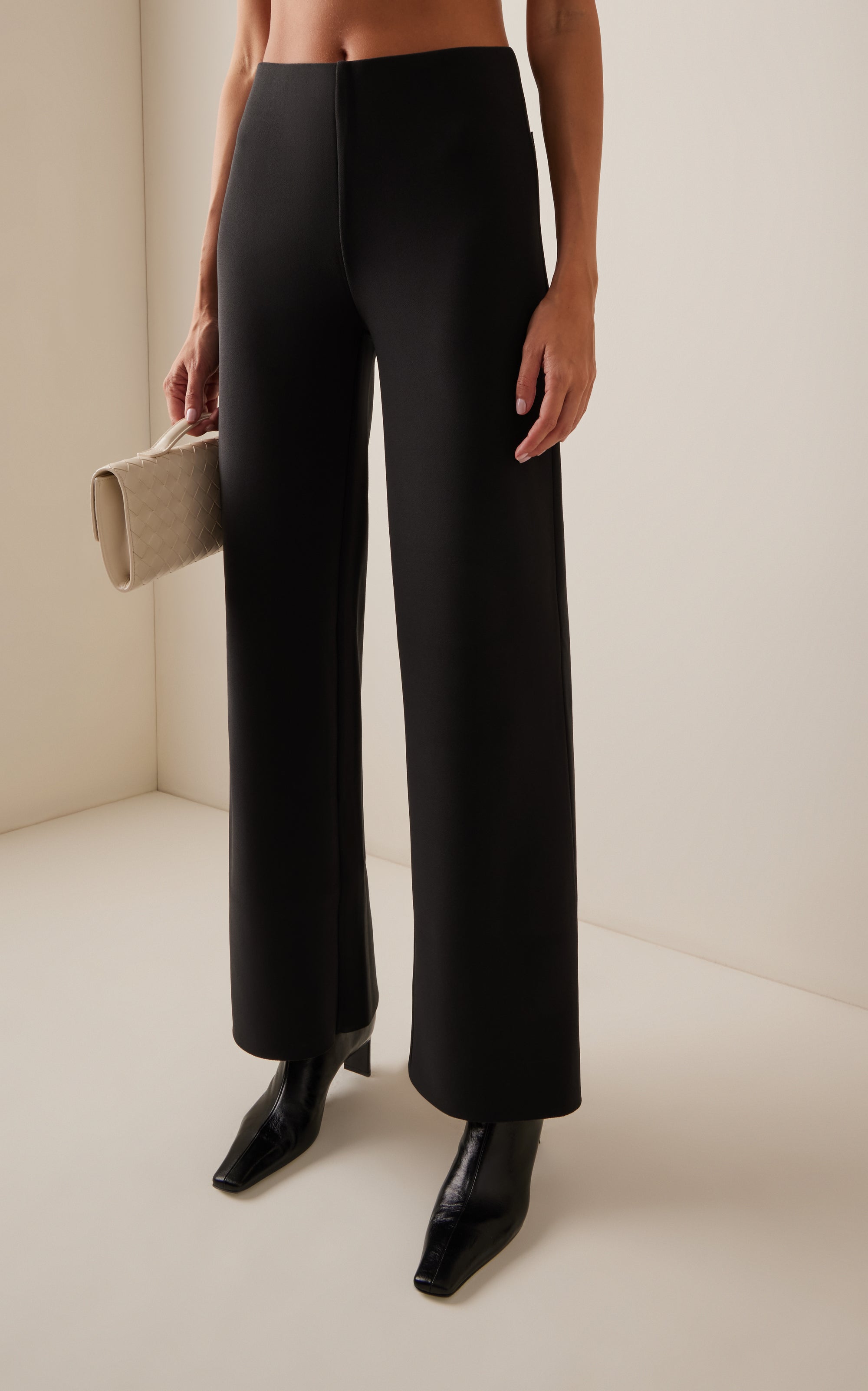 Exclusive Lay2 Bonded Crepe Straight-Leg Pants
