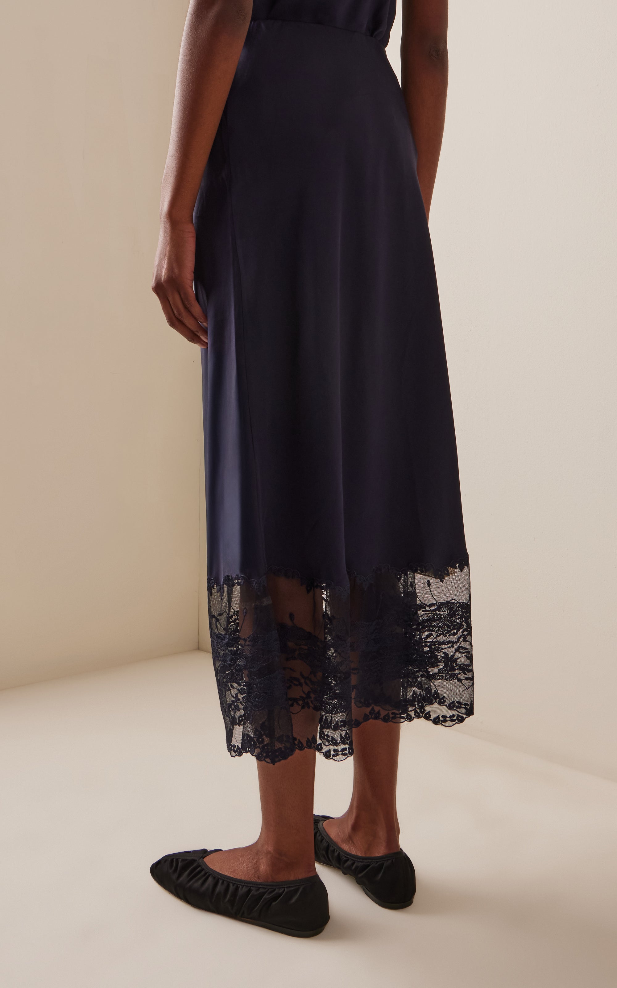 Blake Lace-Trimmed Satin Maxi Skirt