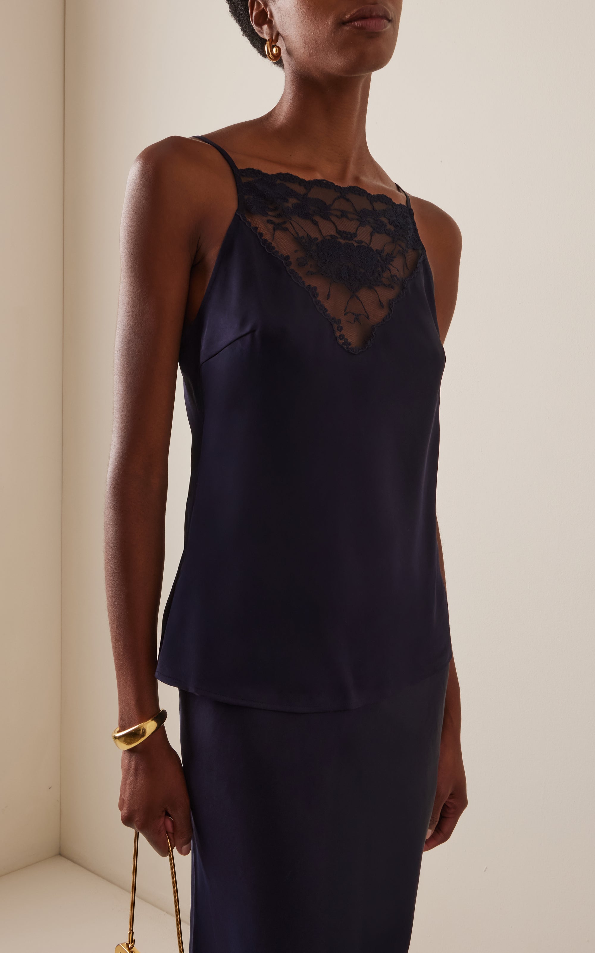 Leeba Lace-Trimmed Satin Camisole Top