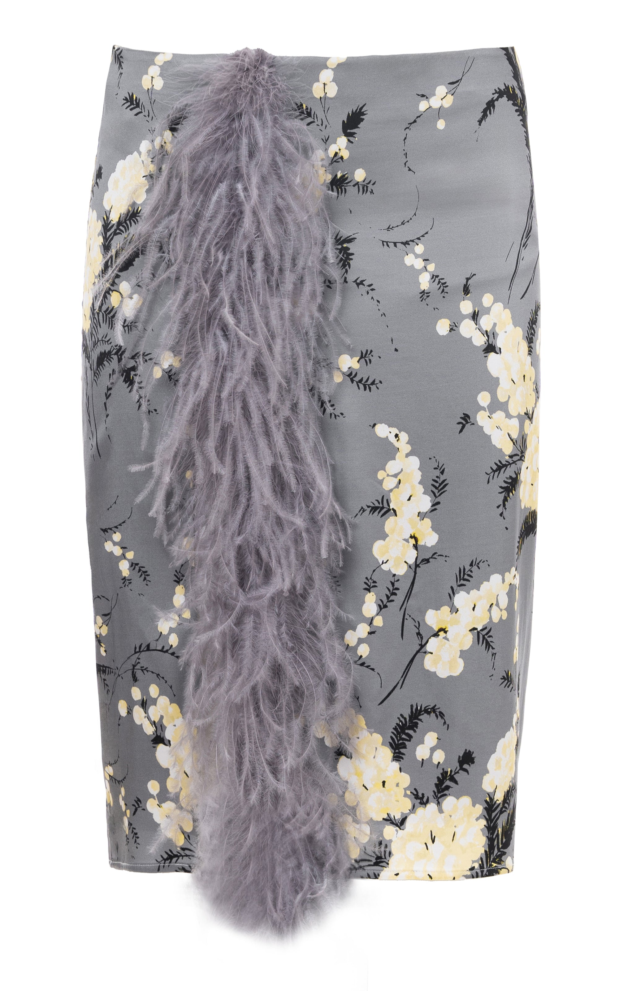 Floral Satin Midi Skirt