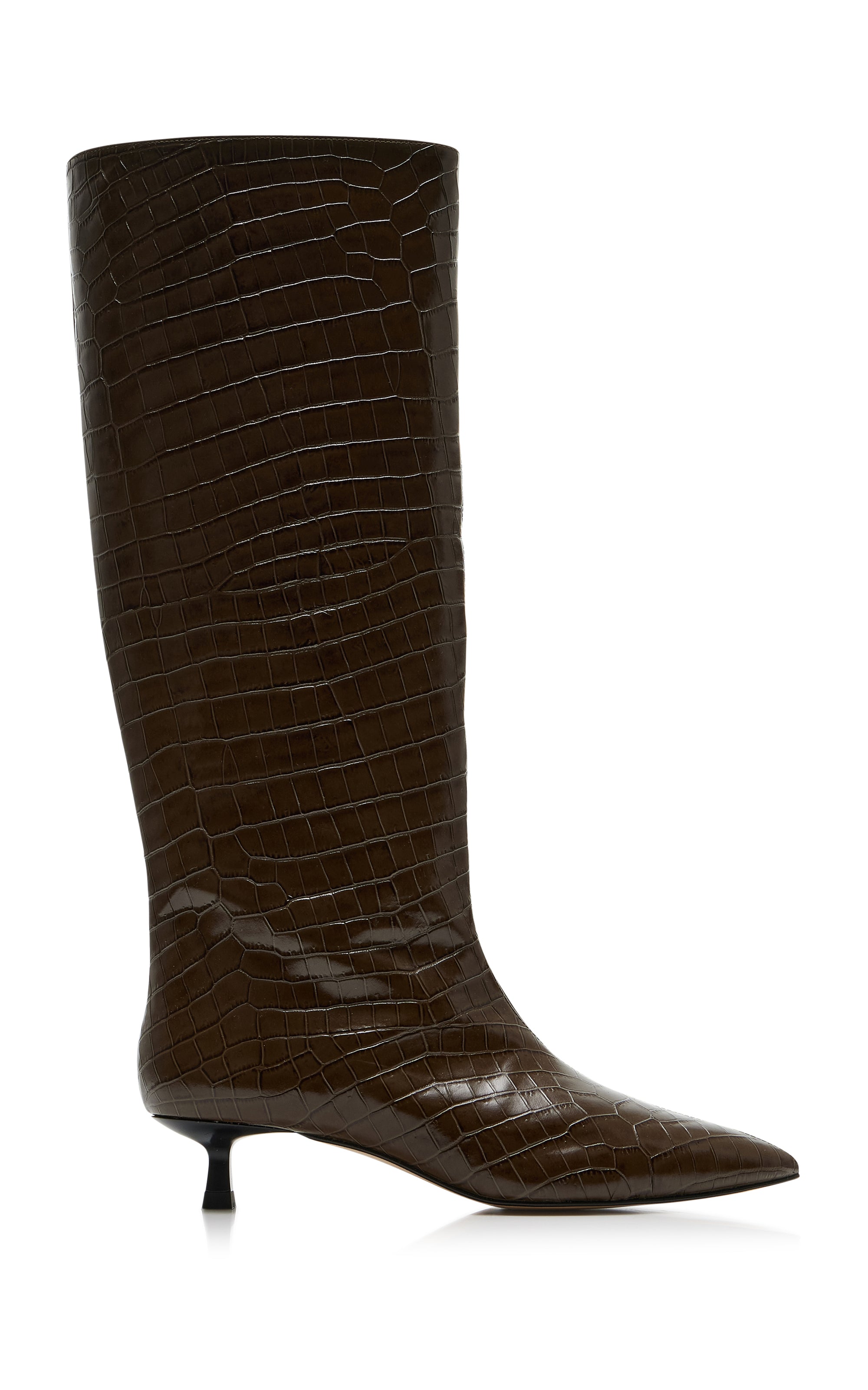 Robyn Croc-Effect Leather Knee Boots