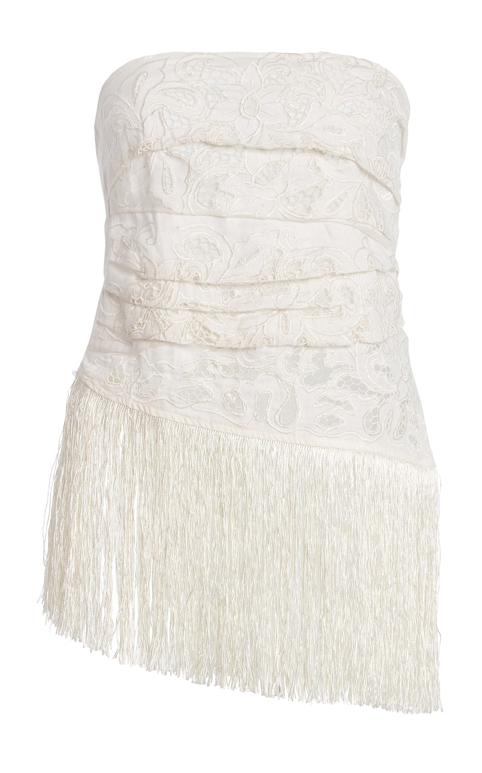 Exclusive La Isla Carlota Fringed Cotton Lace Top