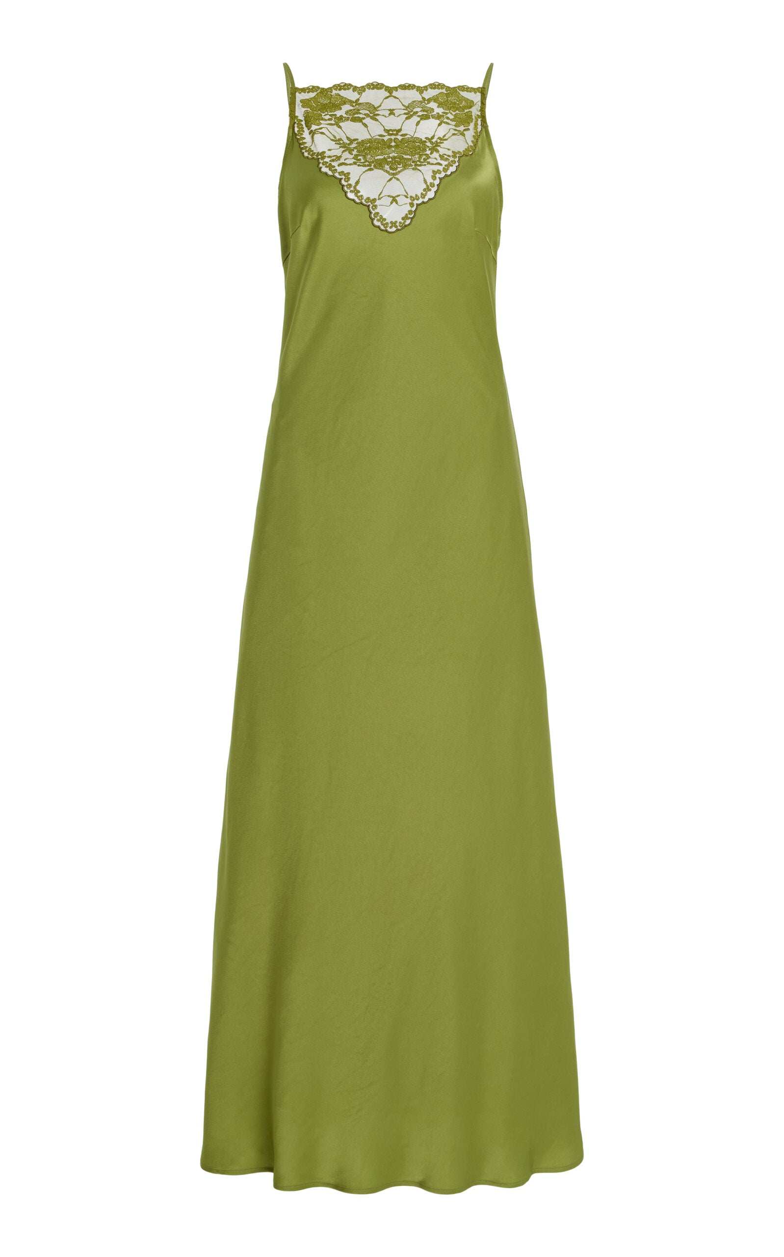 Libbie Lace-Trimmed Satin Midi Dress