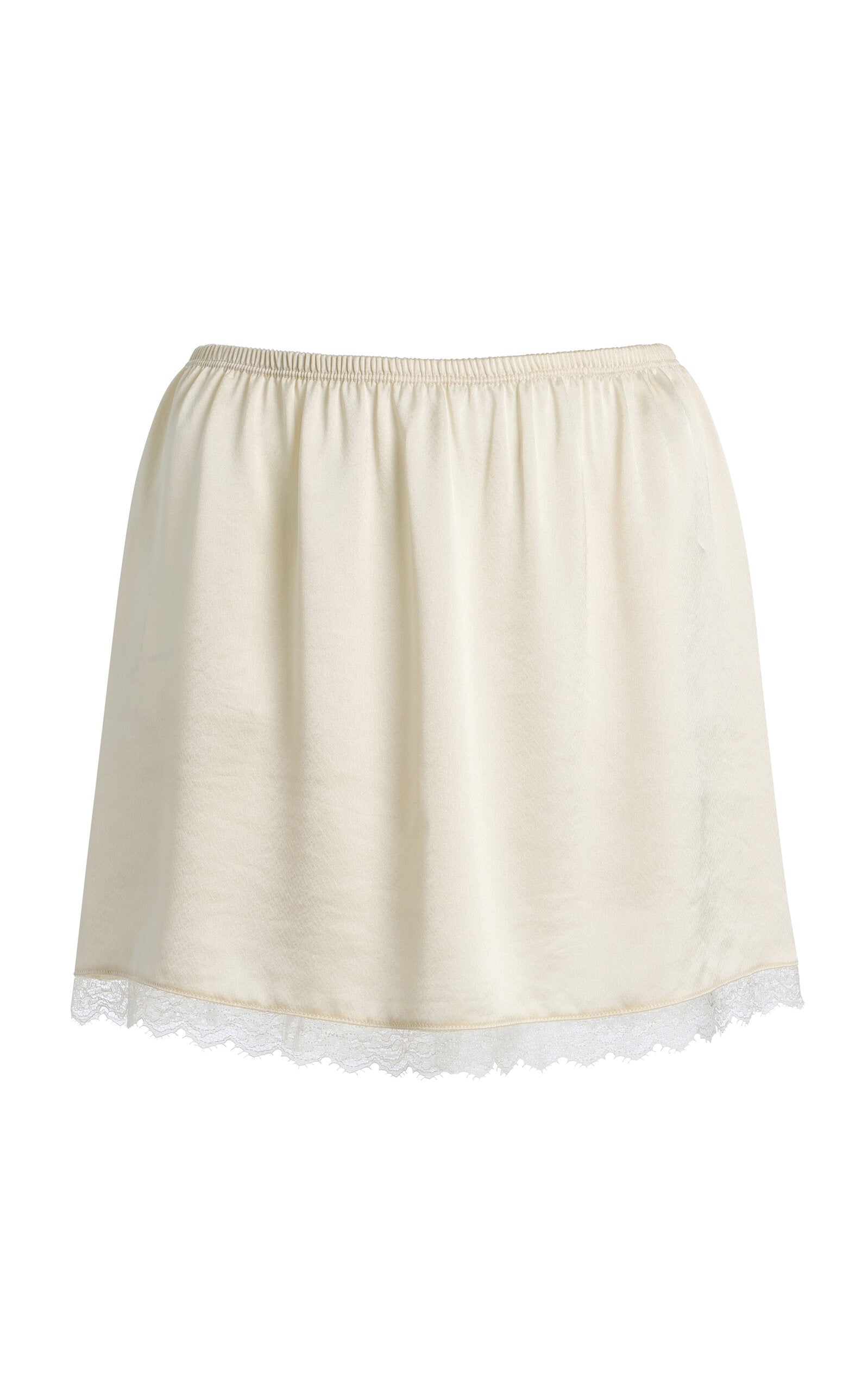 Barb Lace-Trimmed Satin Mini Skirt