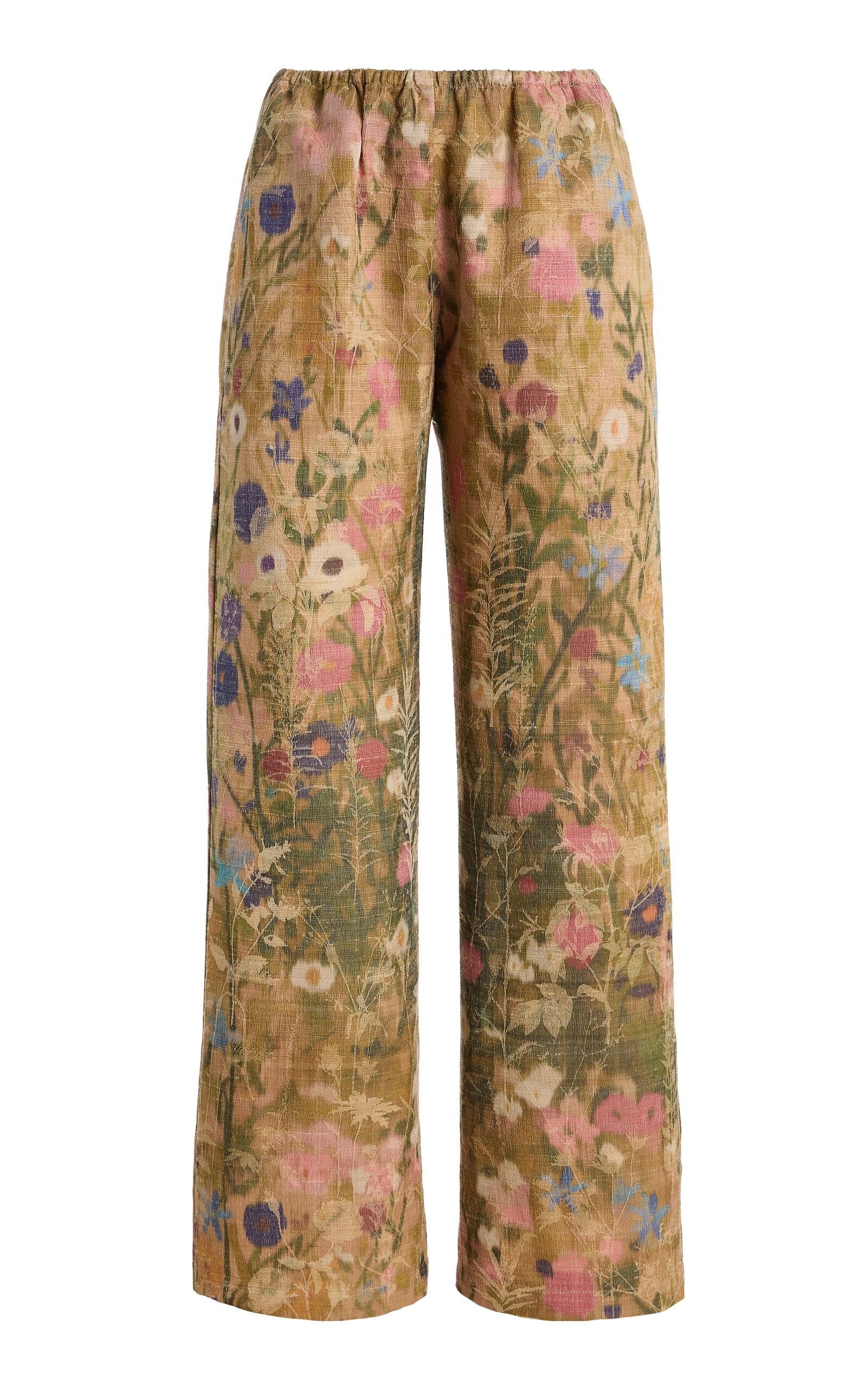 Pam Floral Silk Jacquard Wide-Leg Pants
