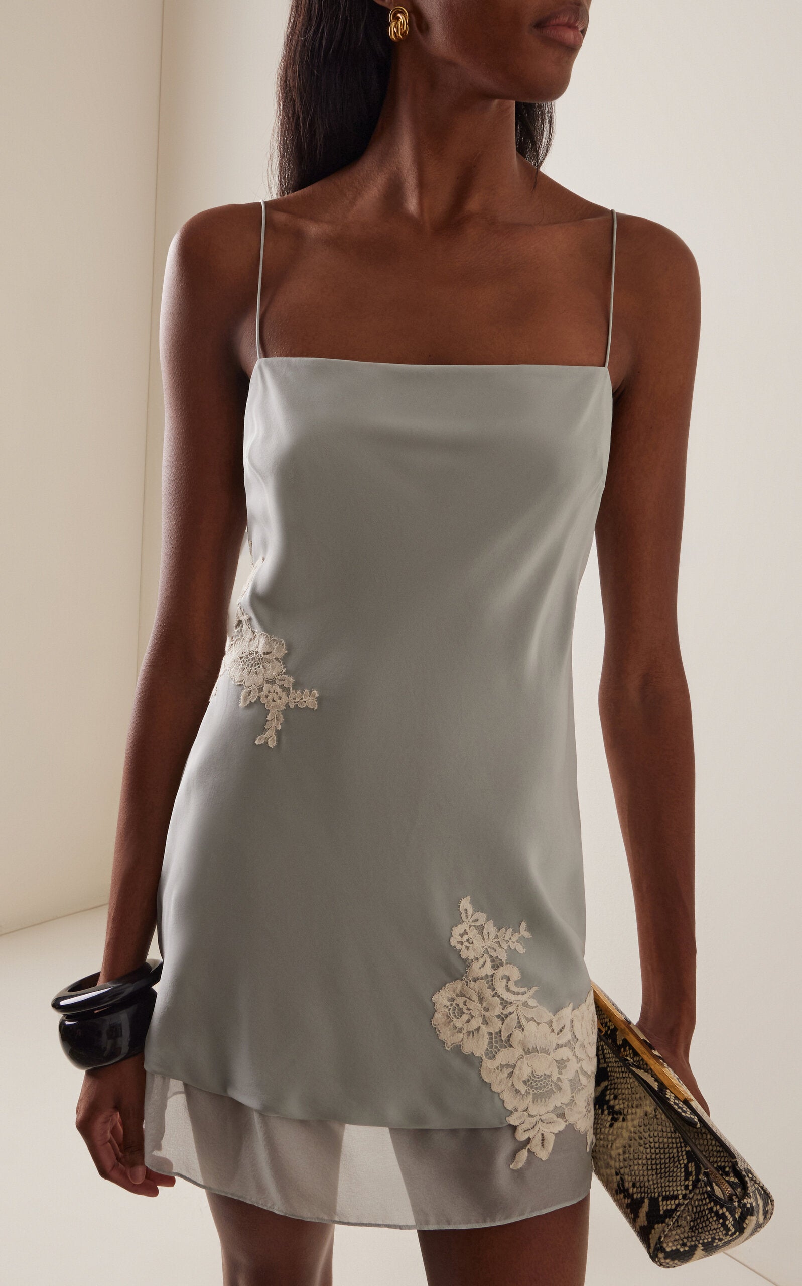 Noria Embroidered Silk Mini Dress