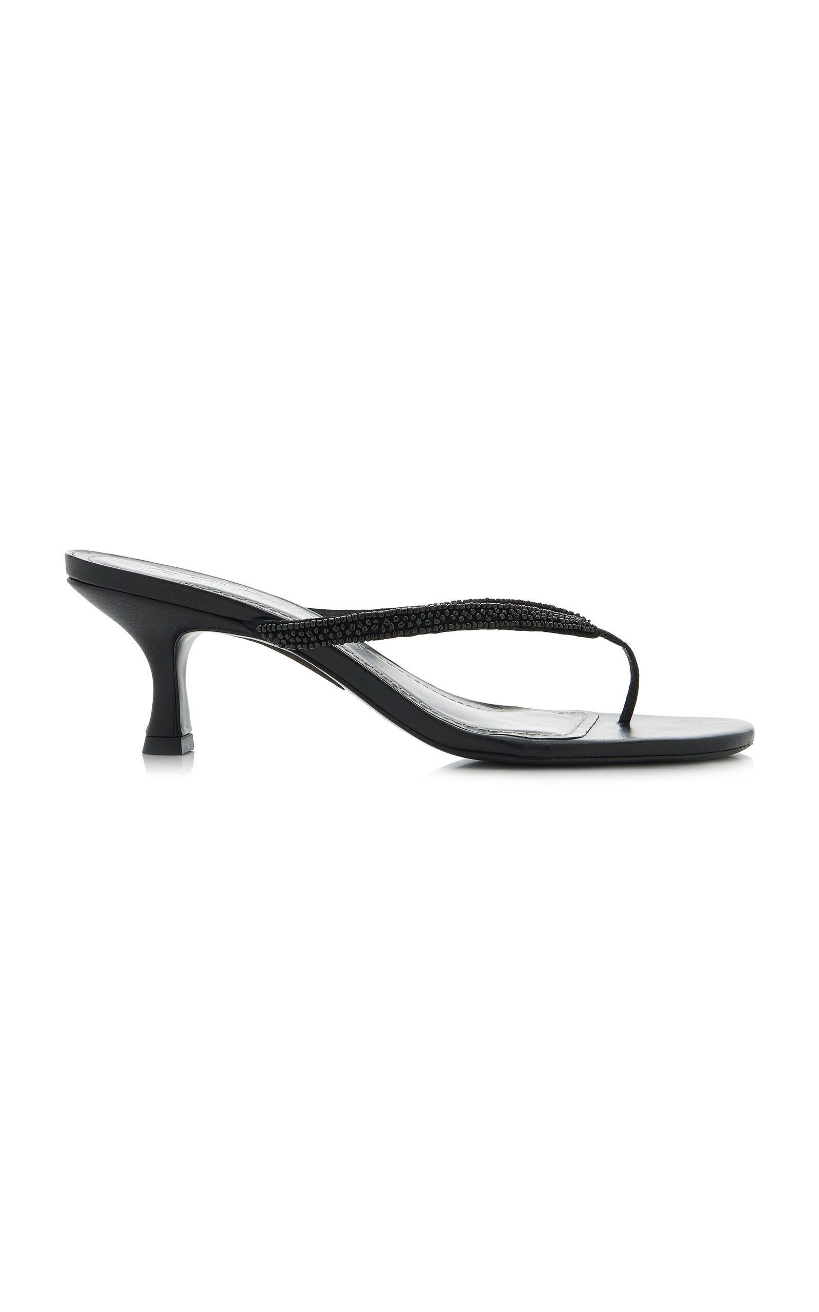 Freja Beaded Leather Thong Sandals