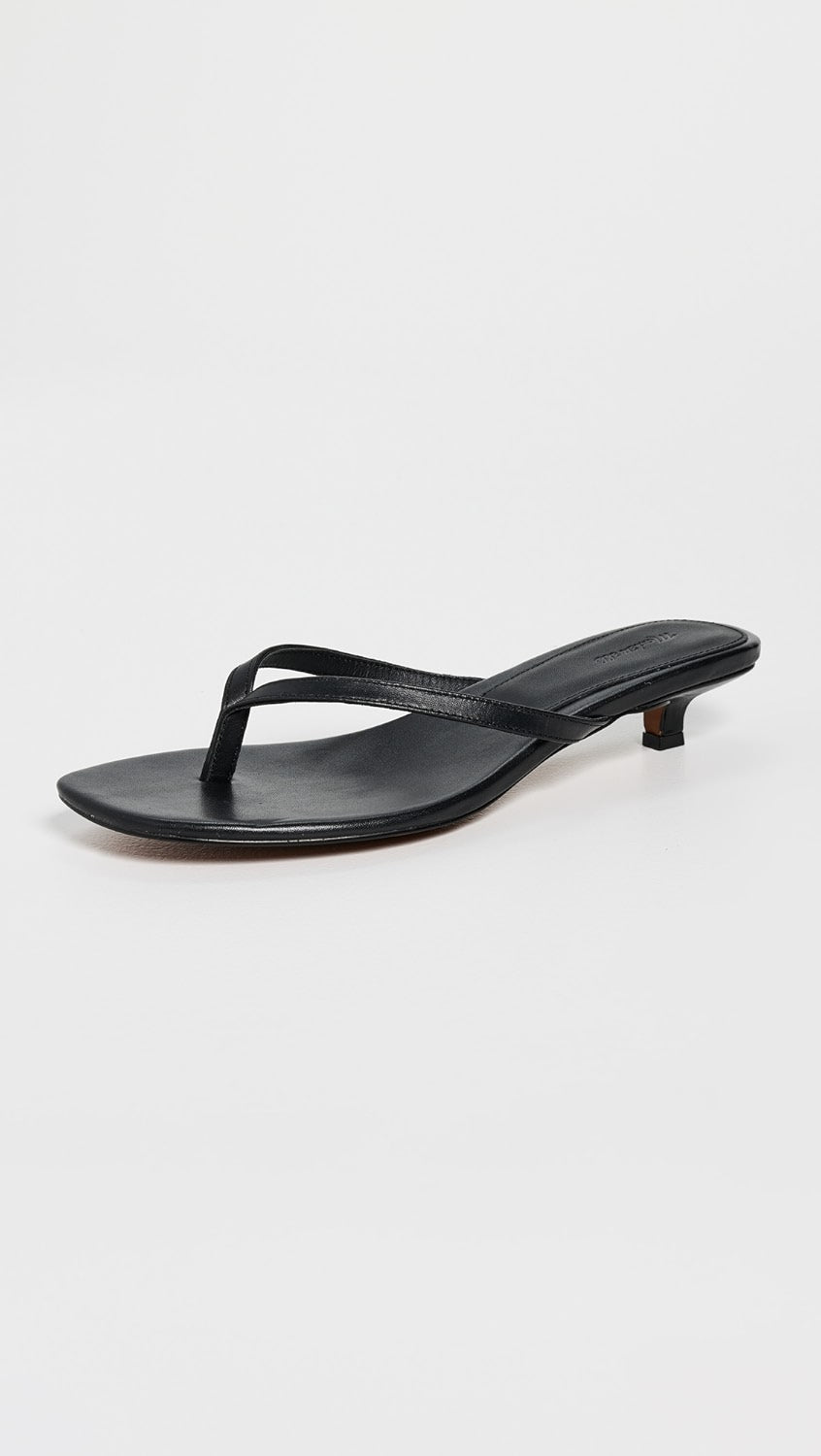 The Chiara Kitten Heel Thong Sandal in Leather