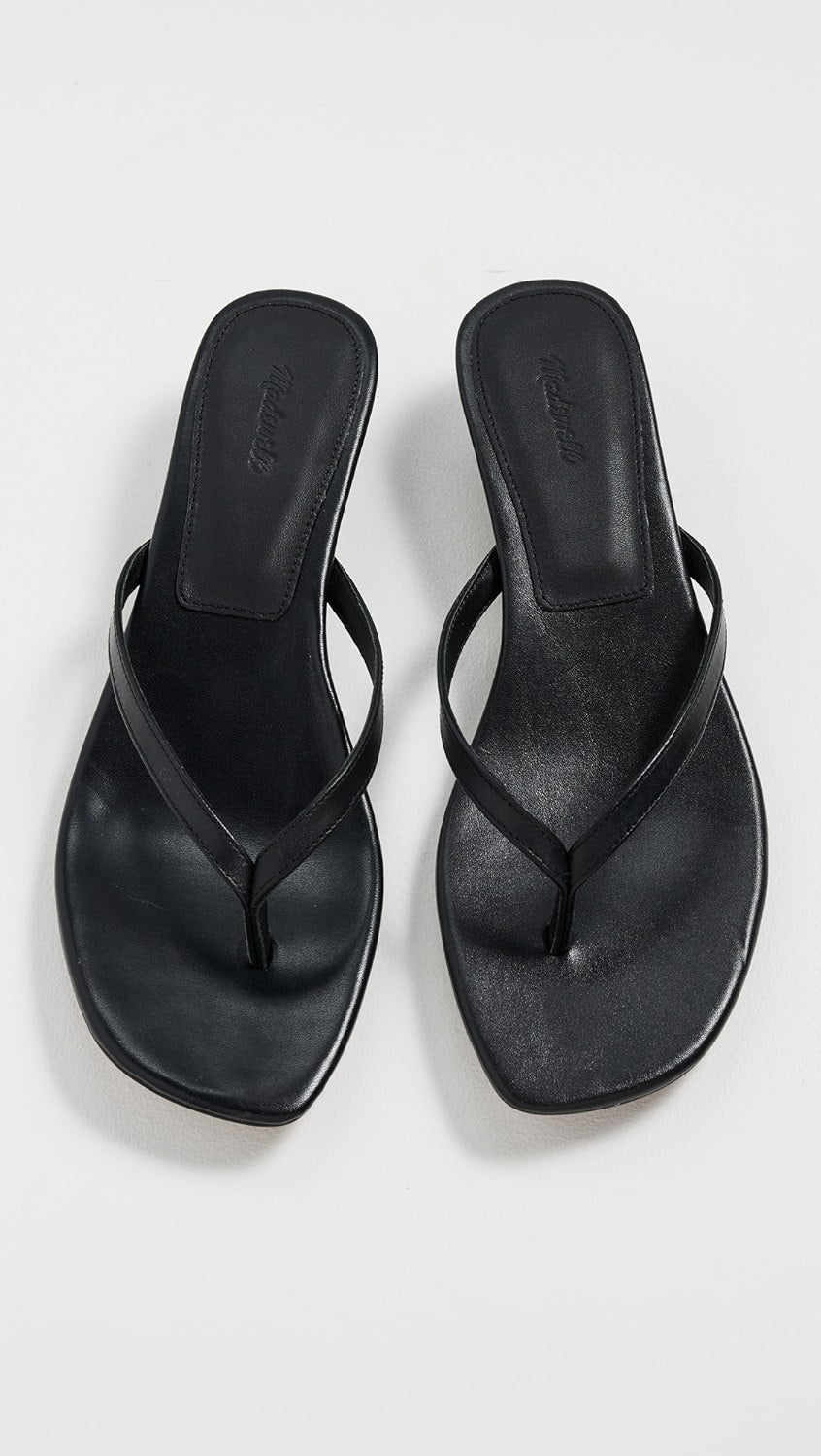 The Chiara Kitten Heel Thong Sandal in Leather