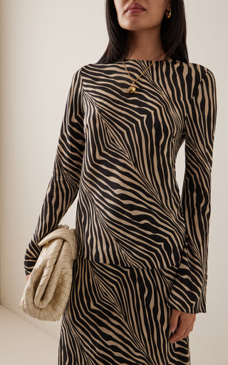 Pricilla Zebra-Print Silk-Blend Top