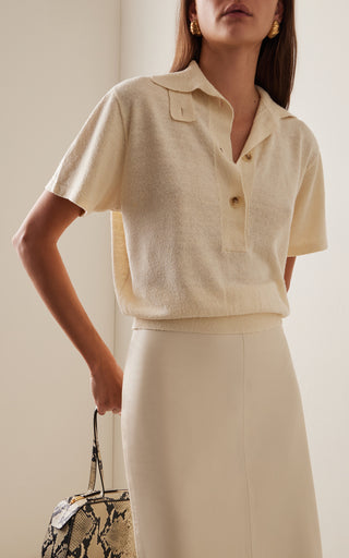 Straccio Knit Linen-Silk Polo Top