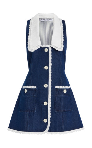 Exclusive Adrienna Denim Mini Tuxedo Dress