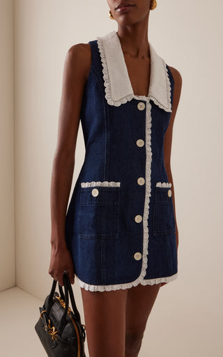 Exclusive Adrienna Denim Mini Tuxedo Dress