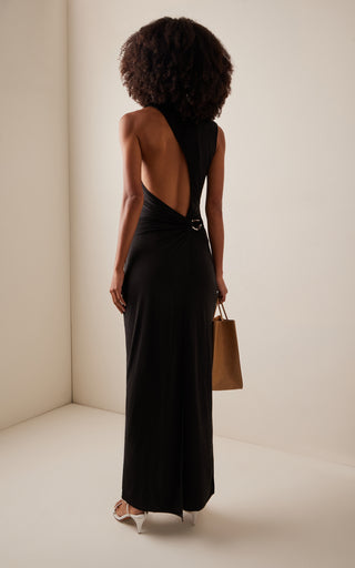 Asymmetric Twisted Jersey Maxi Dress