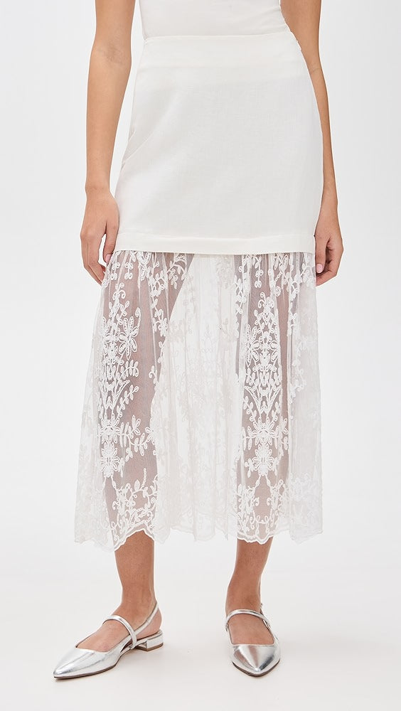 Marja Embroidery Mesh Combo Skirt