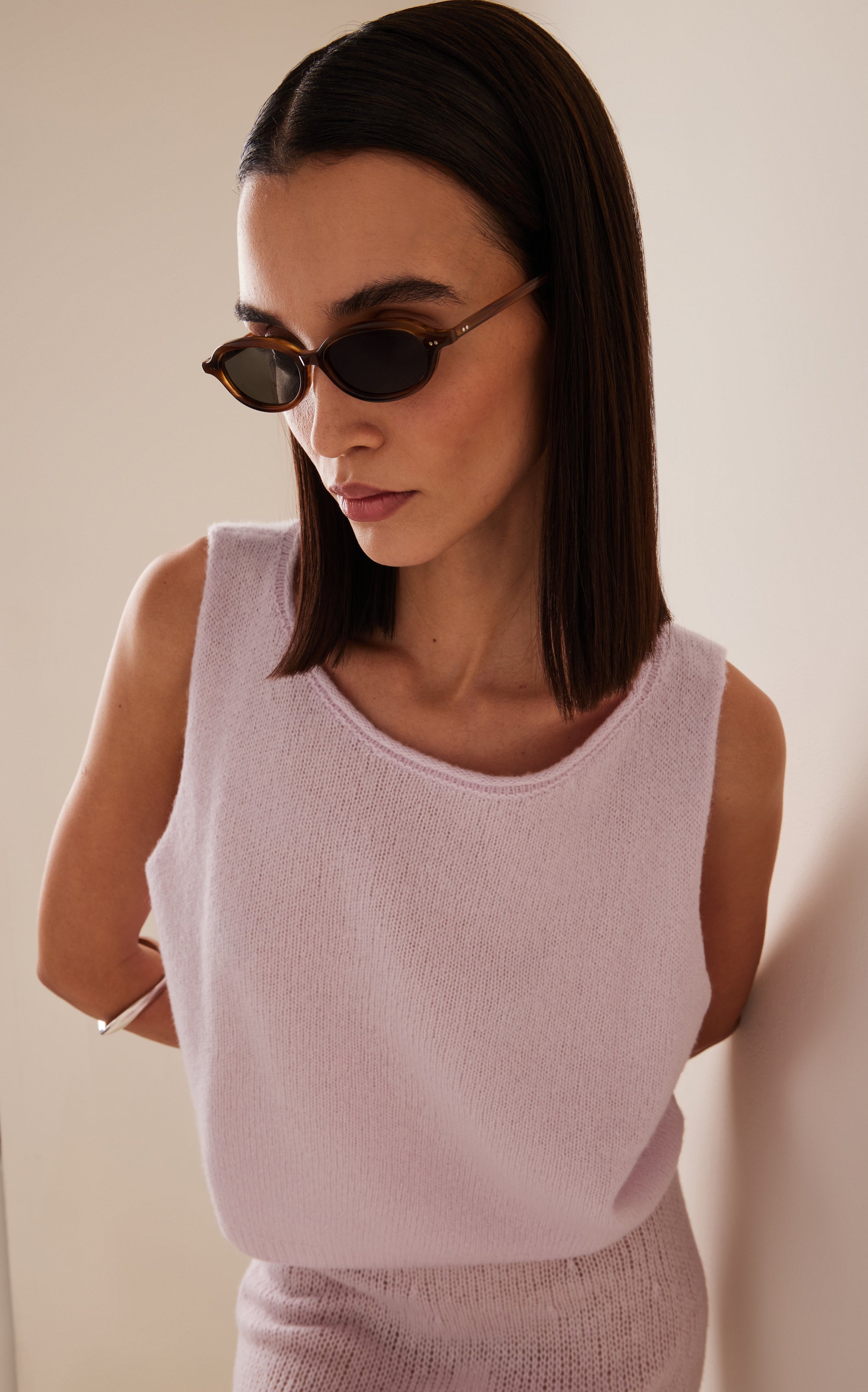 90's Slim Oval-Frame Acetate Sunglasses