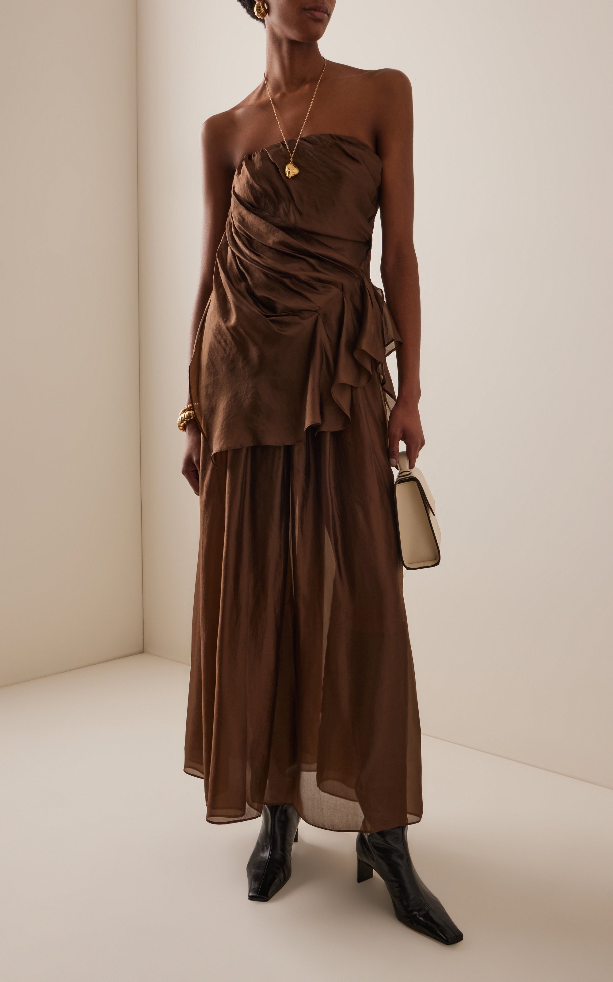 Gilian Draped Chiffon Bustier Top
