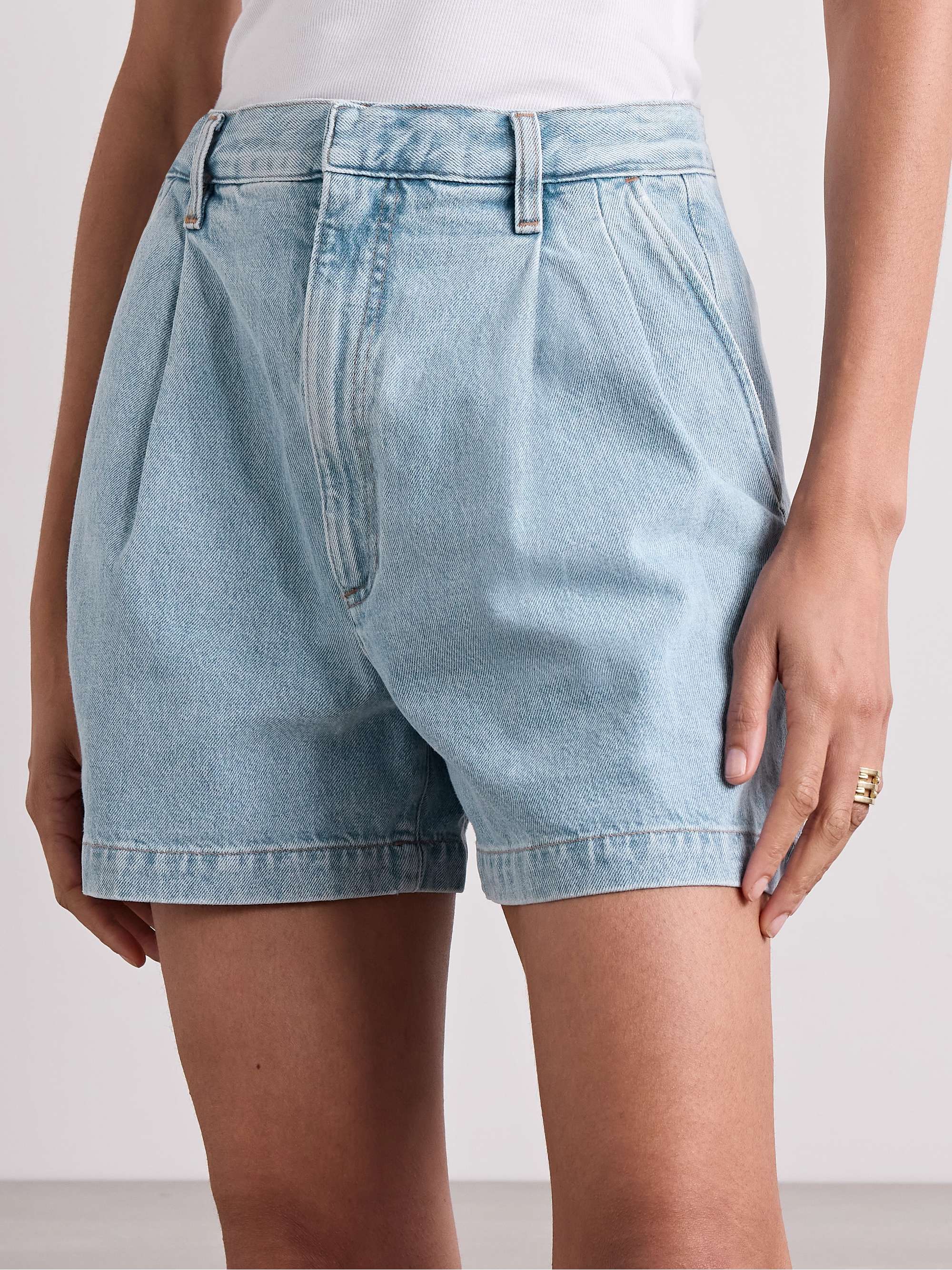 Becker pleated denim shorts