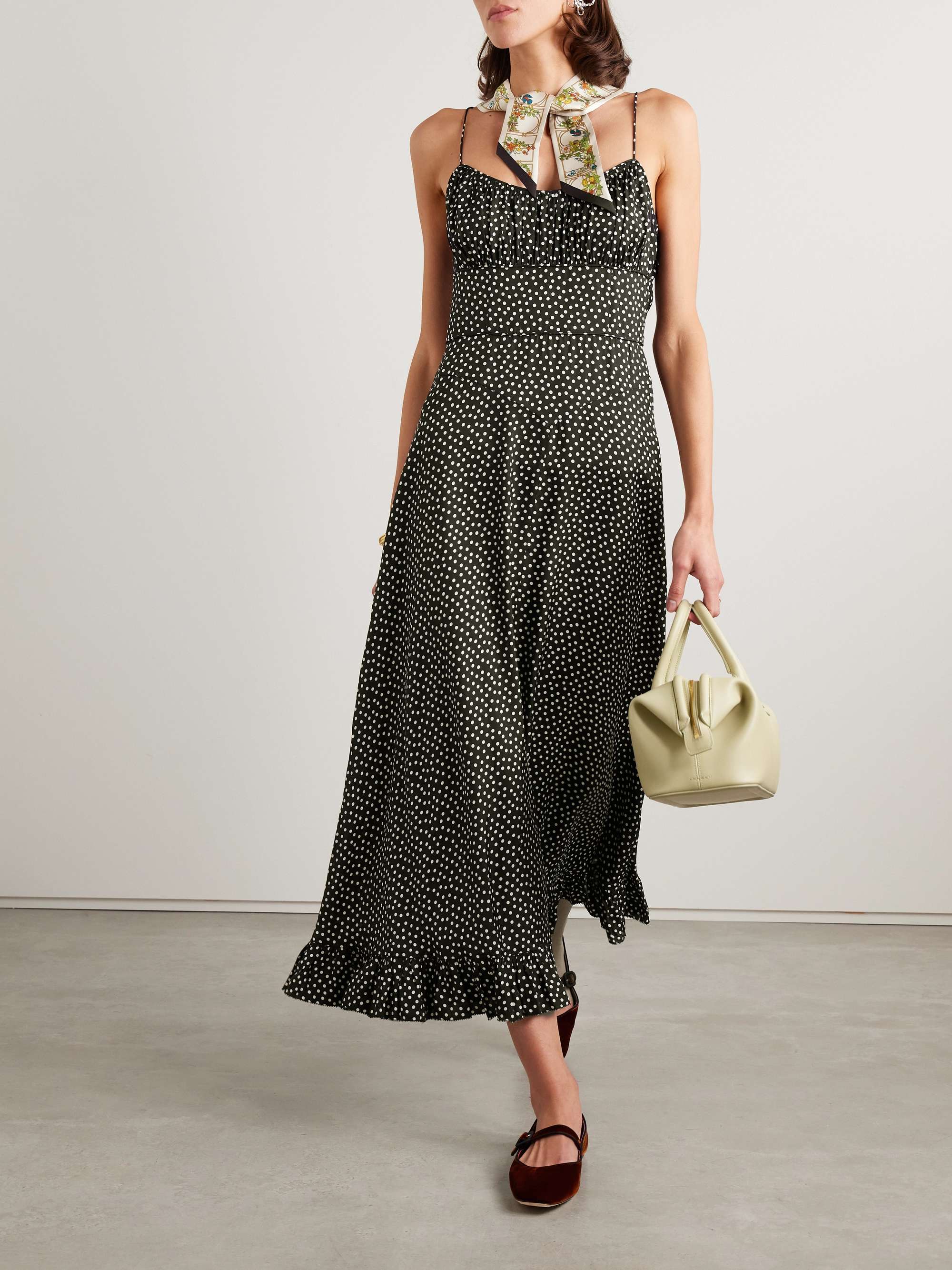 Rosaria polka-dot silk-blend midi dress