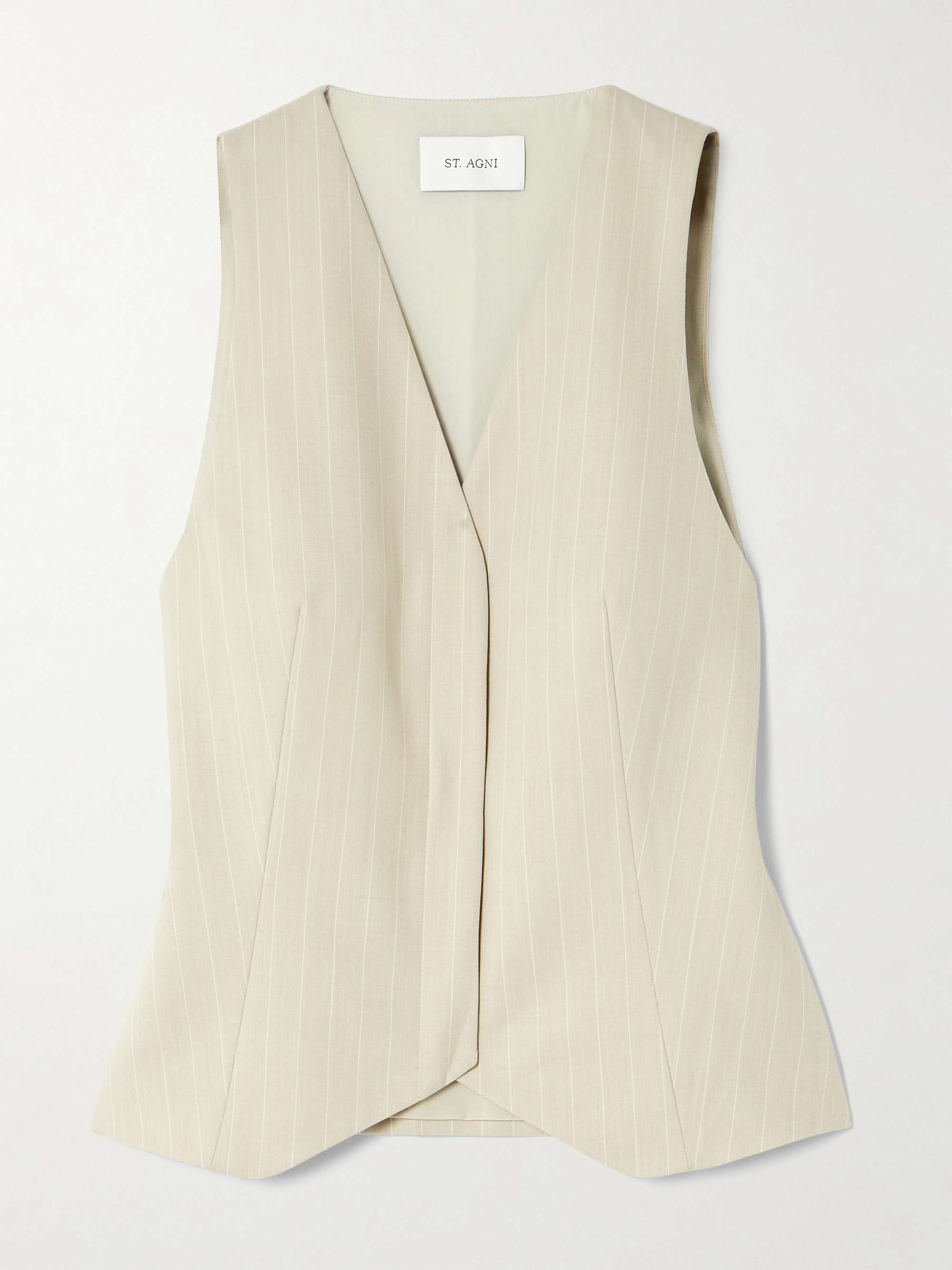 Pinstriped wool-blend twill vest