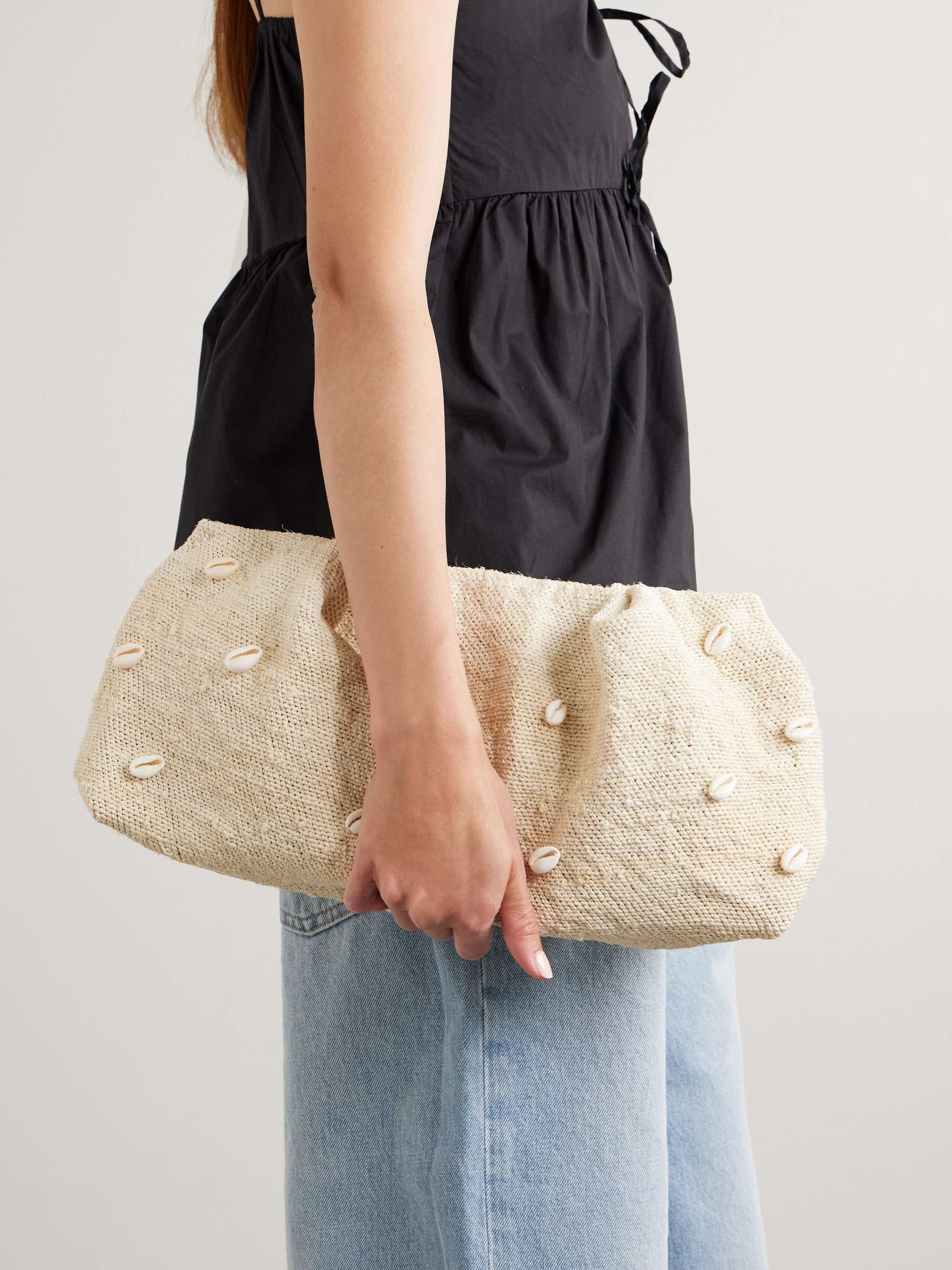 Embellished sisal clutch