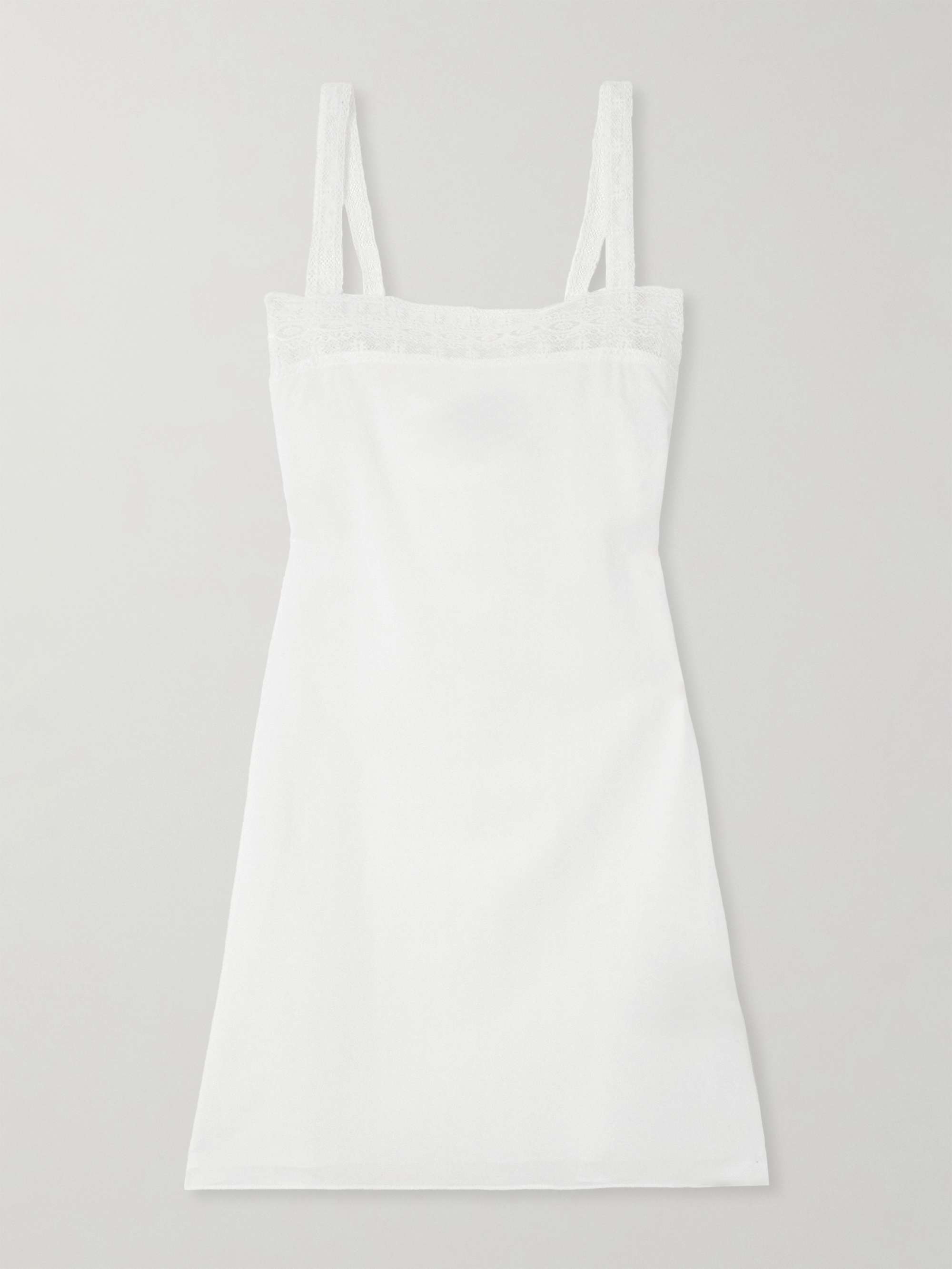 Lace-trimmed cotton-poplin mini dress