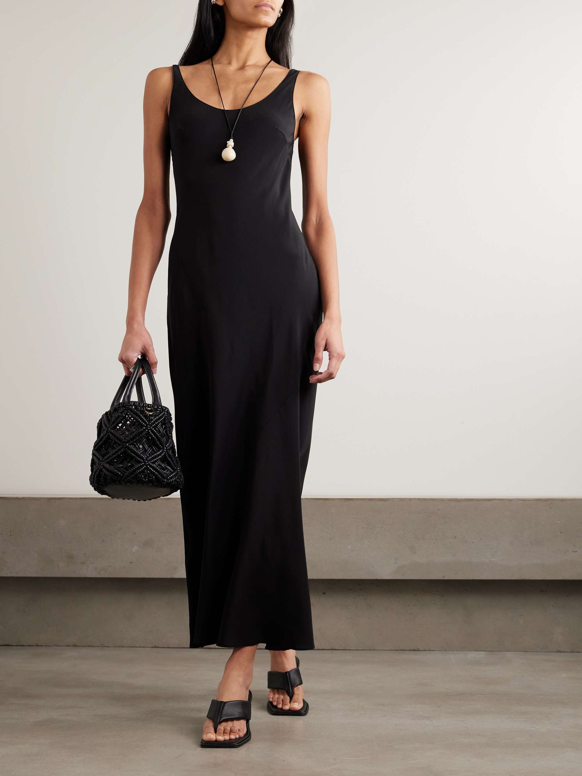 Silk crepe de chine midi dress