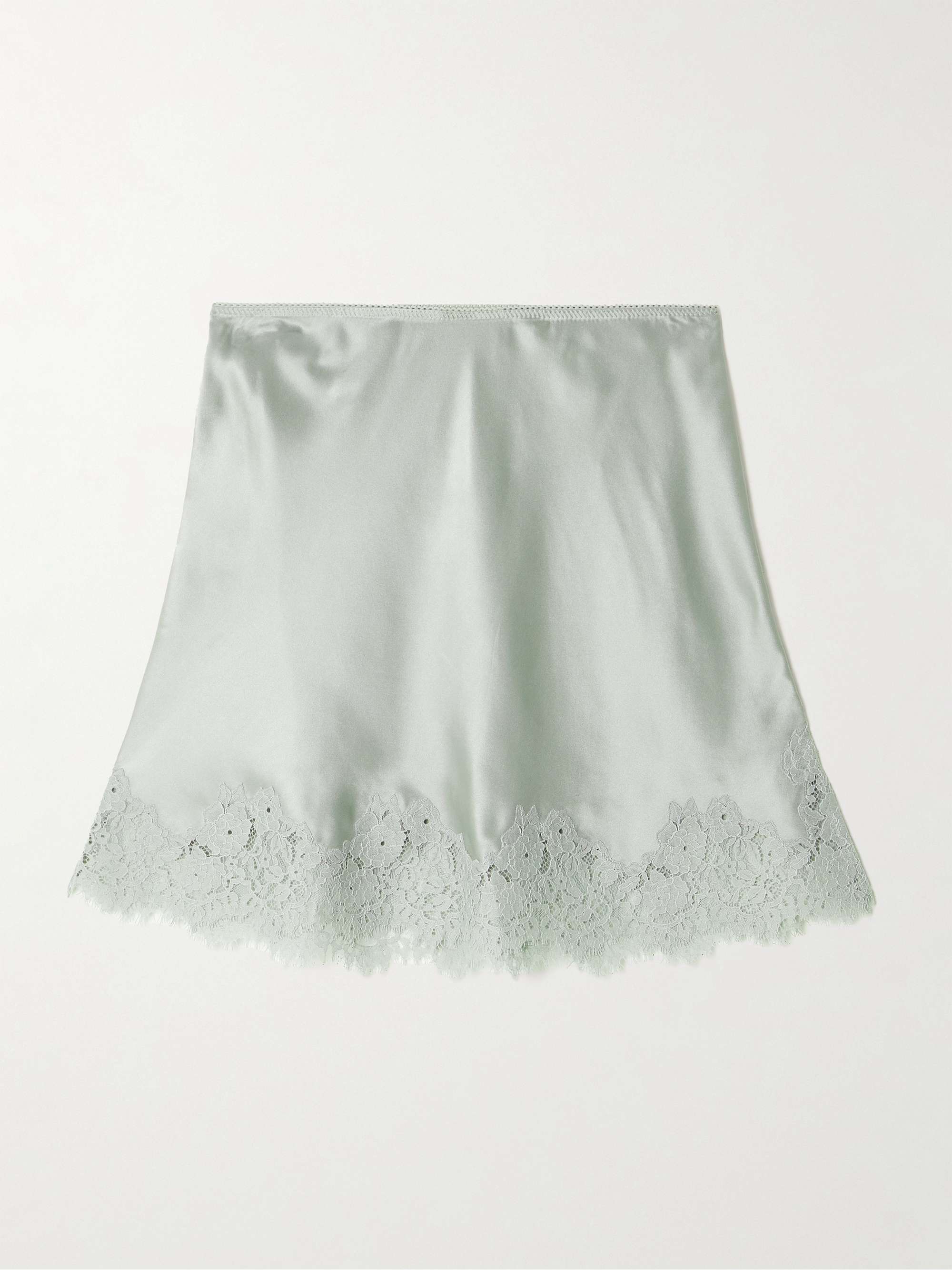 Giuliette lace-trimmed floral-print silk-charmeuse skirt