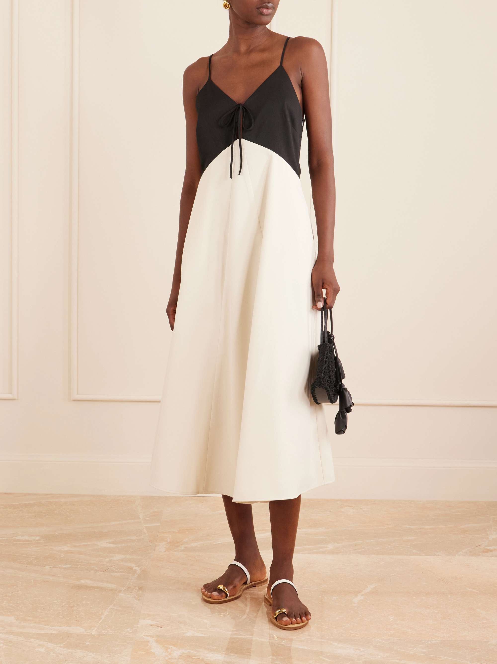 Angelina two-tone twill maxi dress