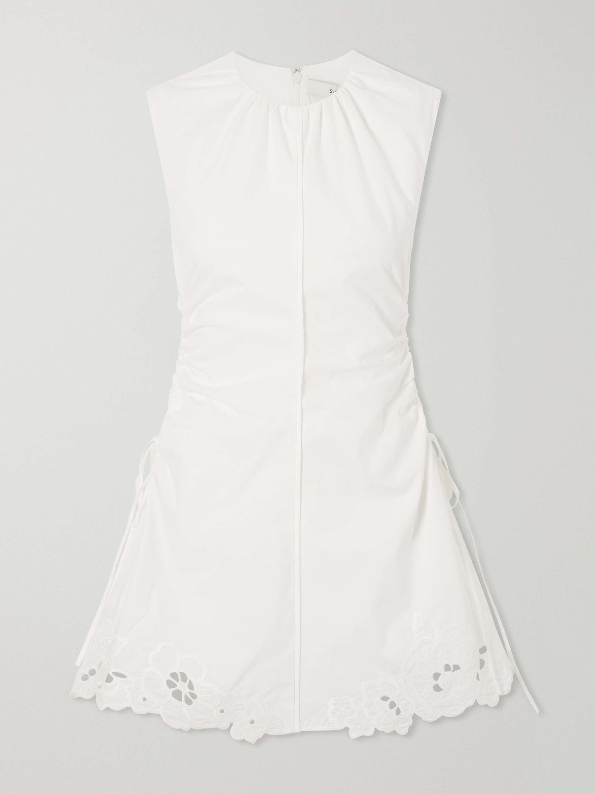 Klara ruched broderie anglaise cotton mini dress