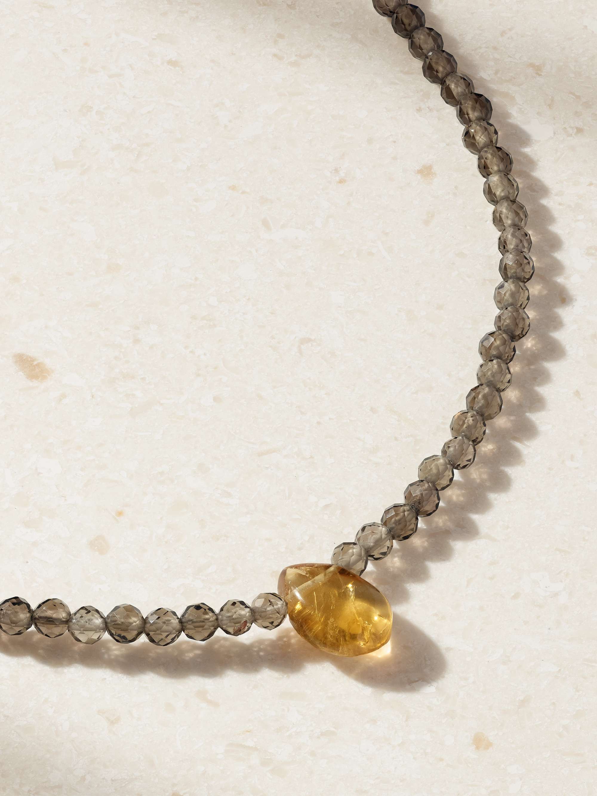 Arizona 14-karat gold smoky quartz and citrine necklace