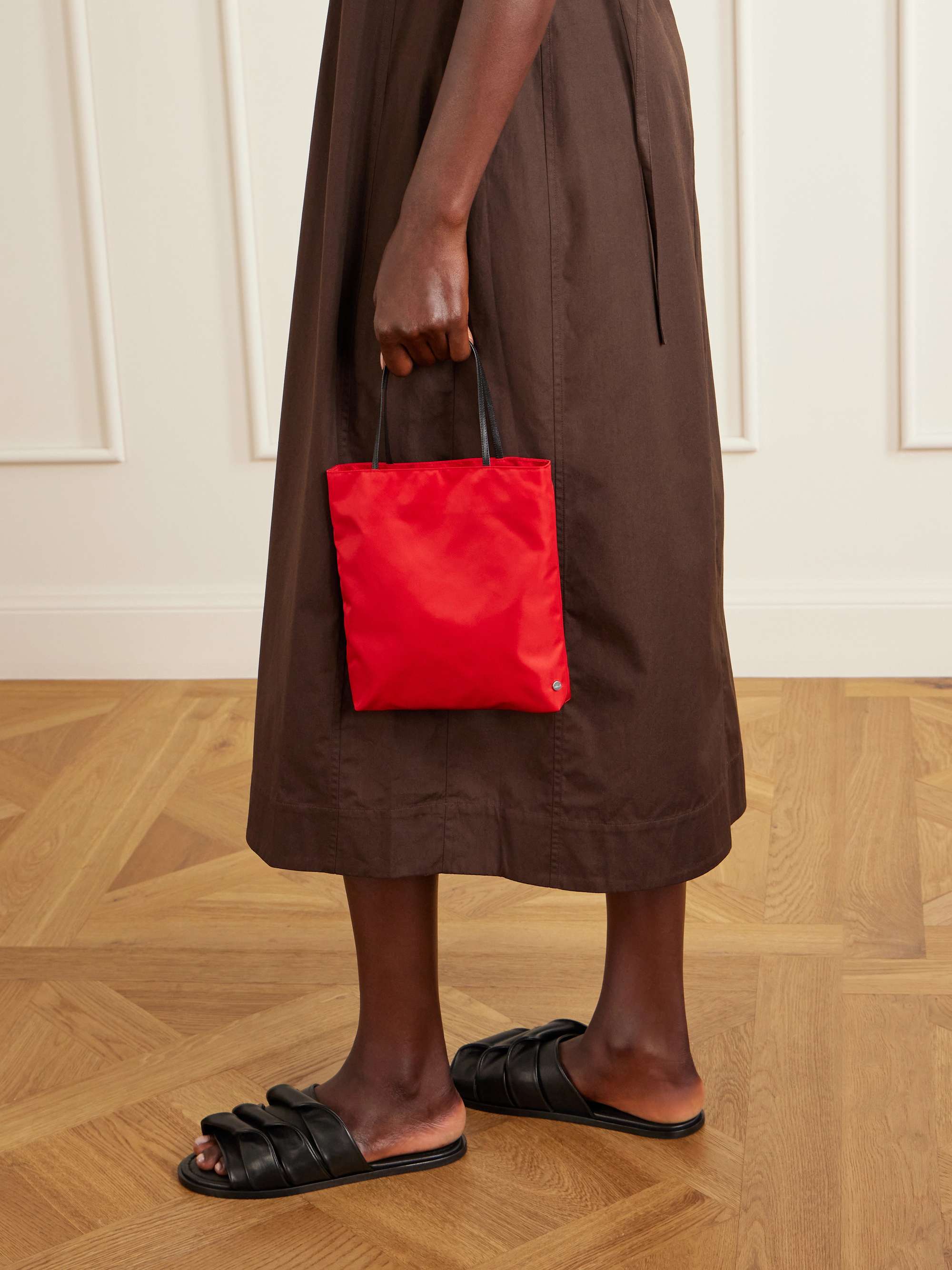 Thea leather-trimmed nylon tote bag