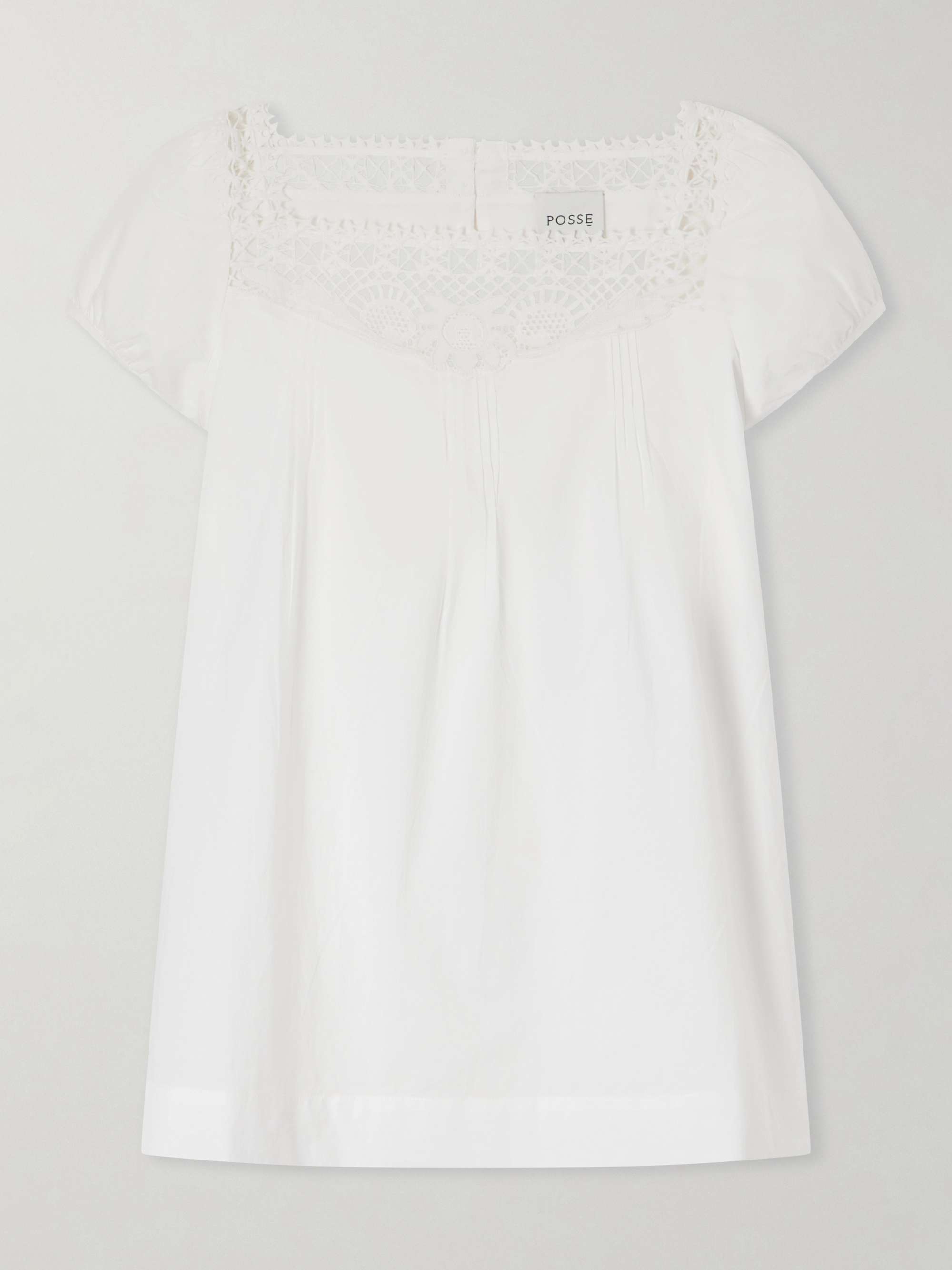 Veda broderie anglaise-trimmed organic cotton-poplin top