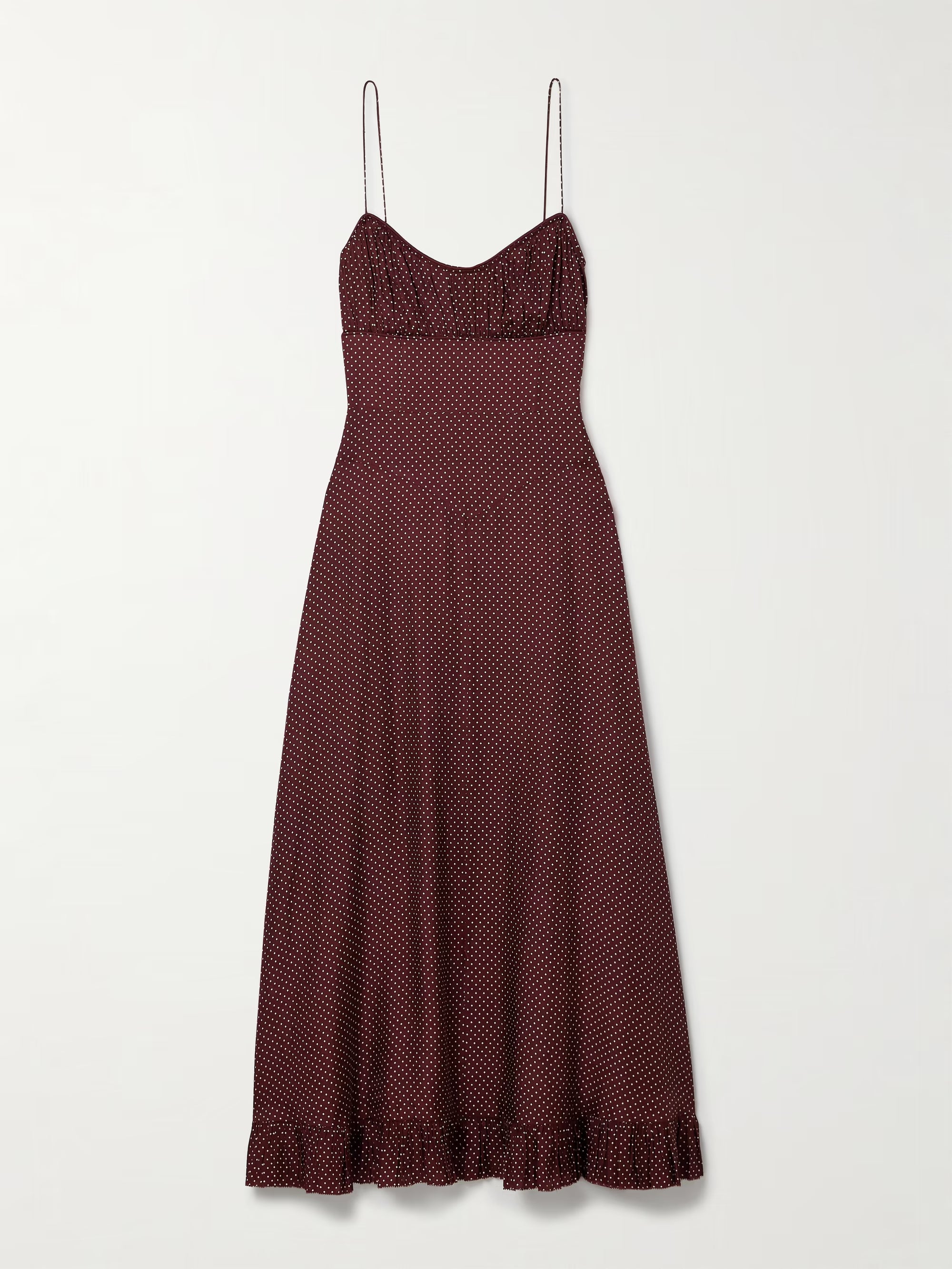 Rosaria gathered polka-dot silk-blend midi dress
