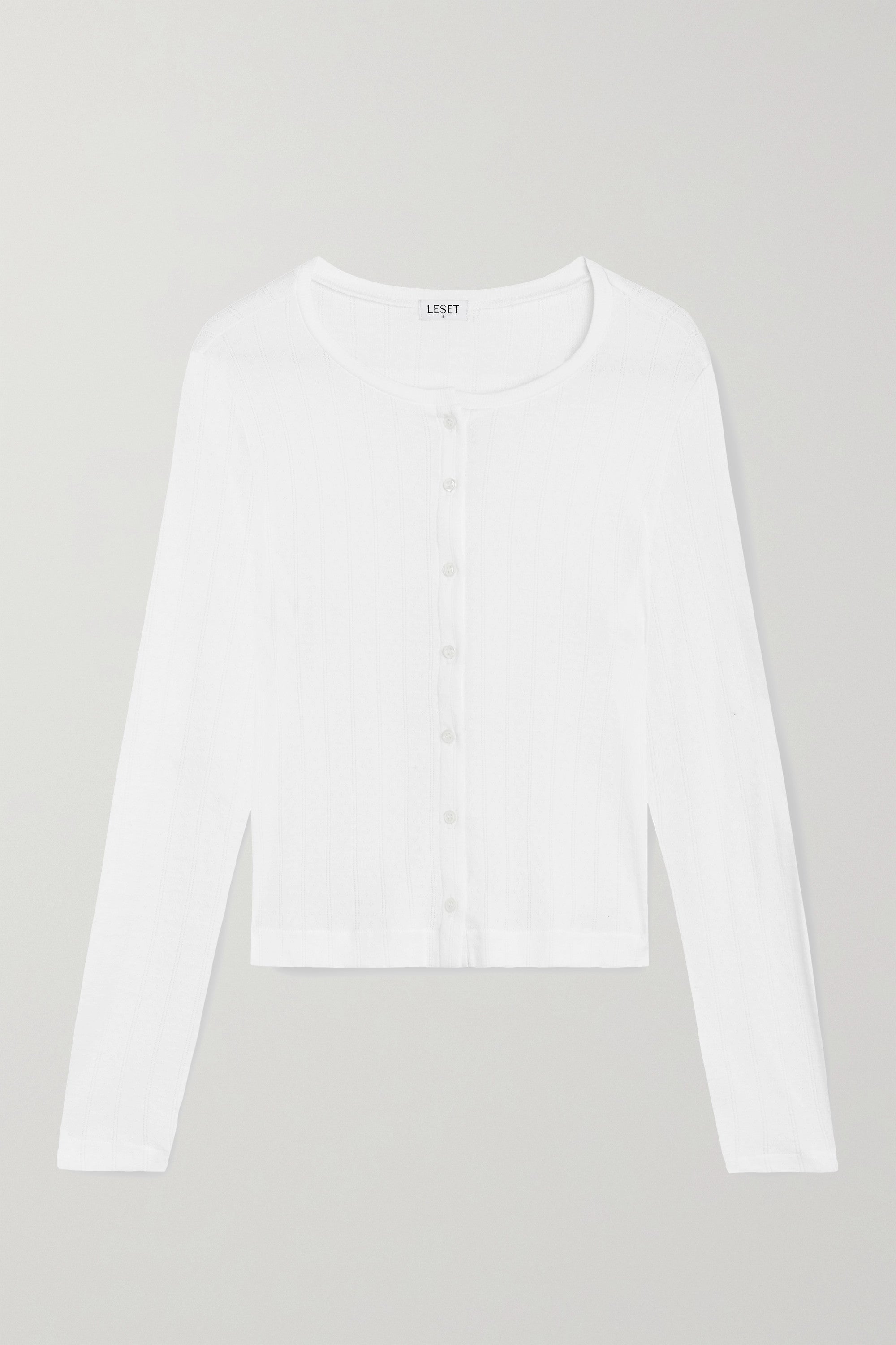 Pointelle-knit cotton-jersey cardigan