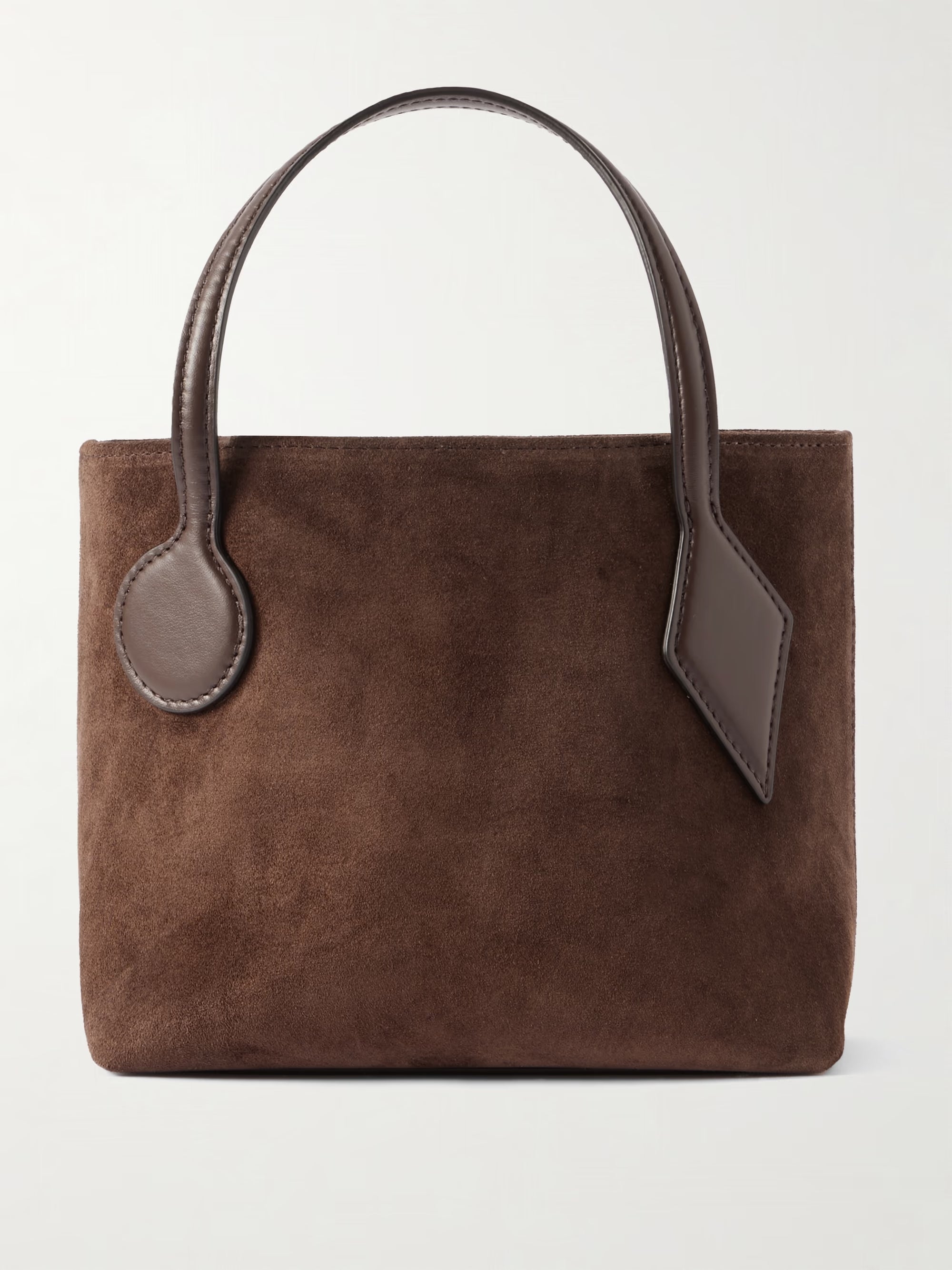 Micro leather-trimmed suede tote